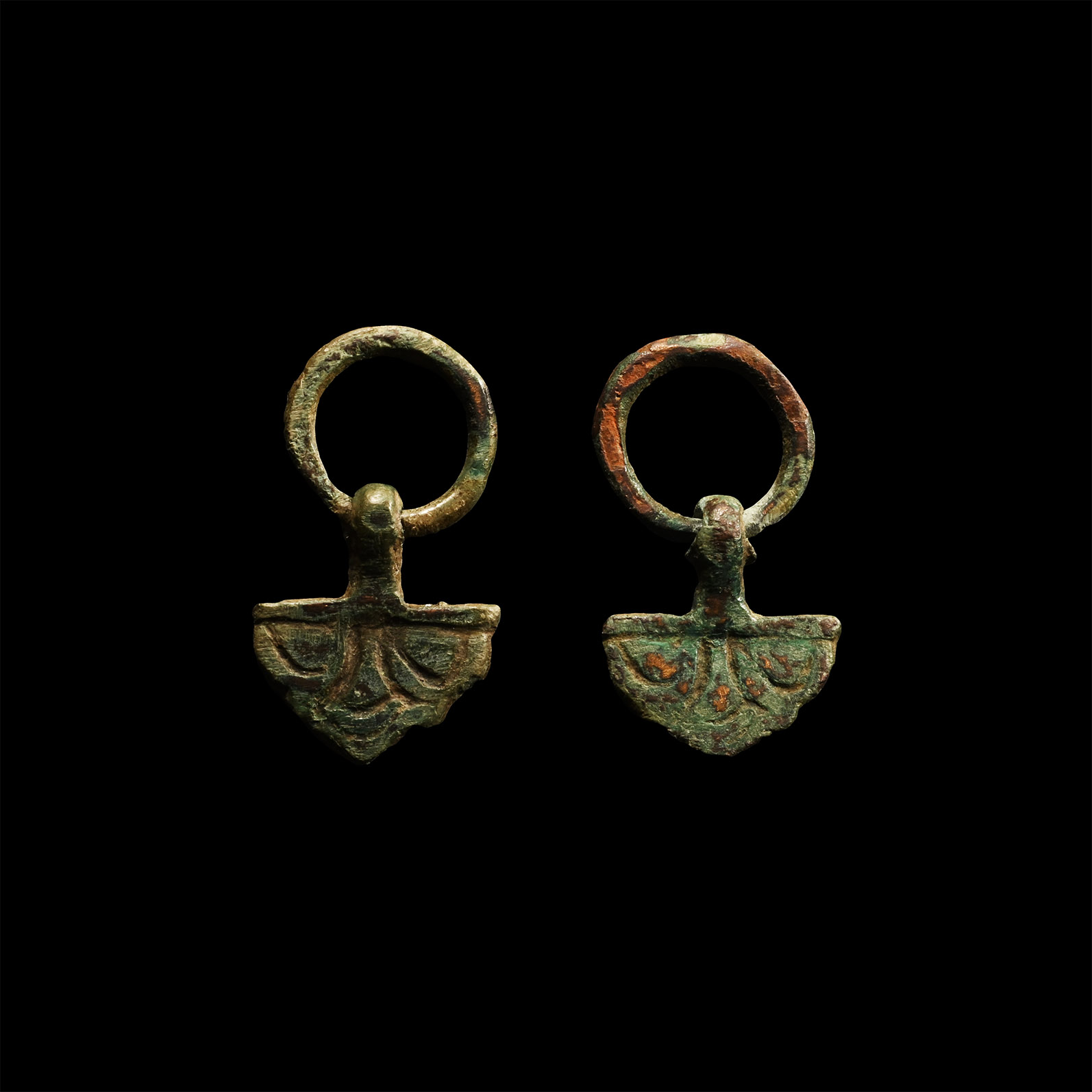 Viking Age Bronze Axe-Shaped Pendant Pair