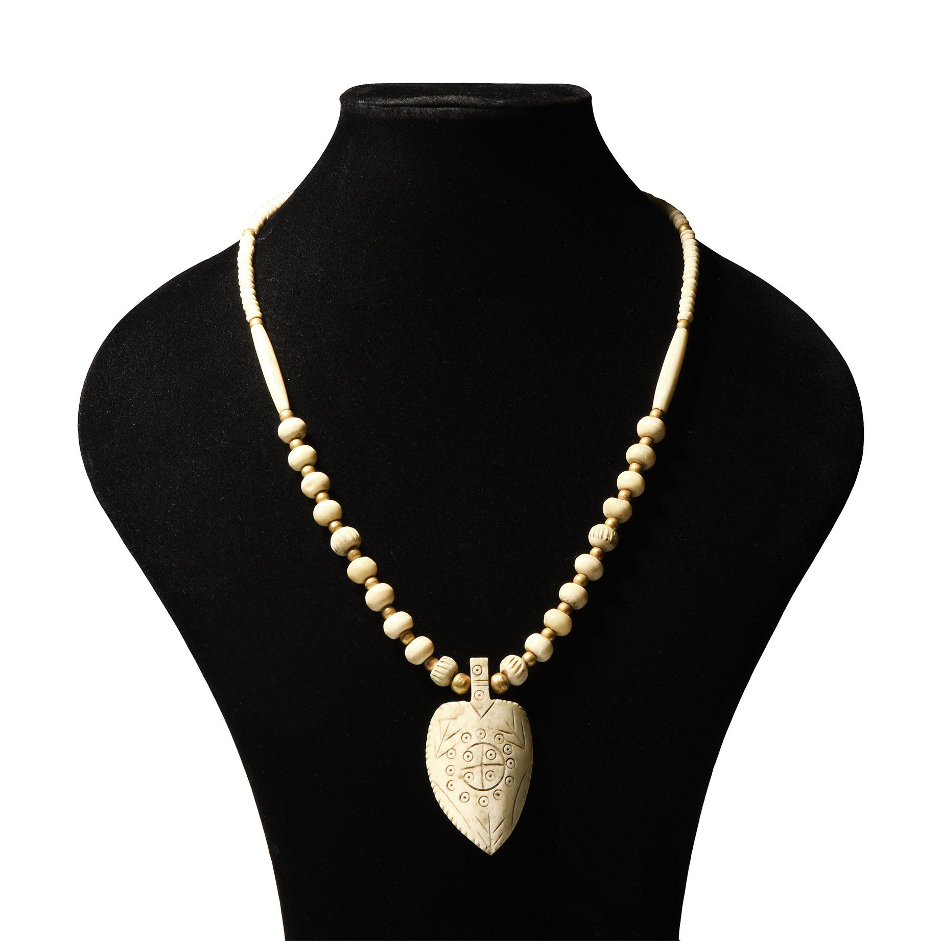 Indian Bone Bead Necklace with Pendant