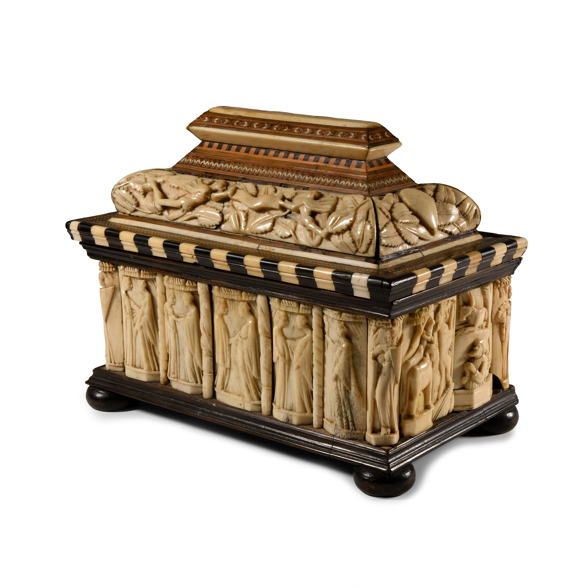 Medieval Carved and Bone-Inlaid Casket