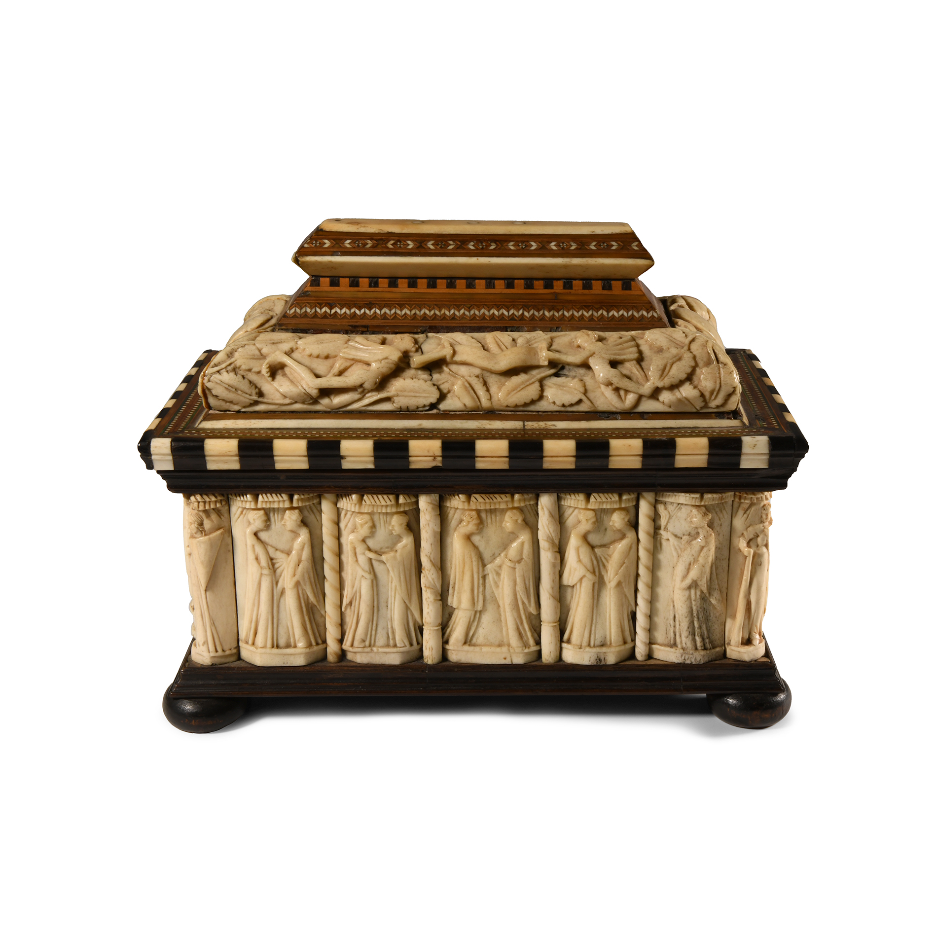 Medieval Carved and Bone-Inlaid Casket