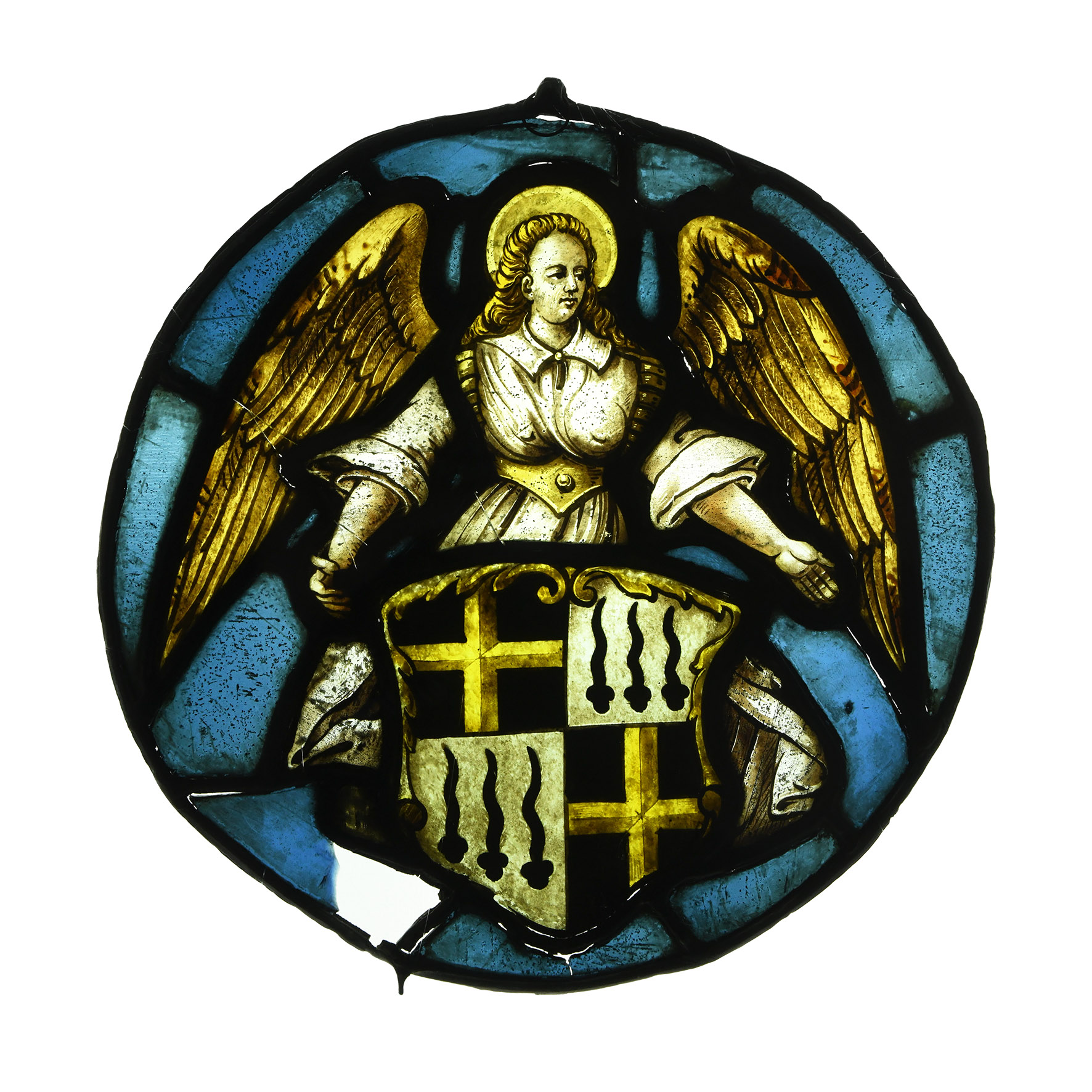 Medieval Stained Glass Panel with an Angel