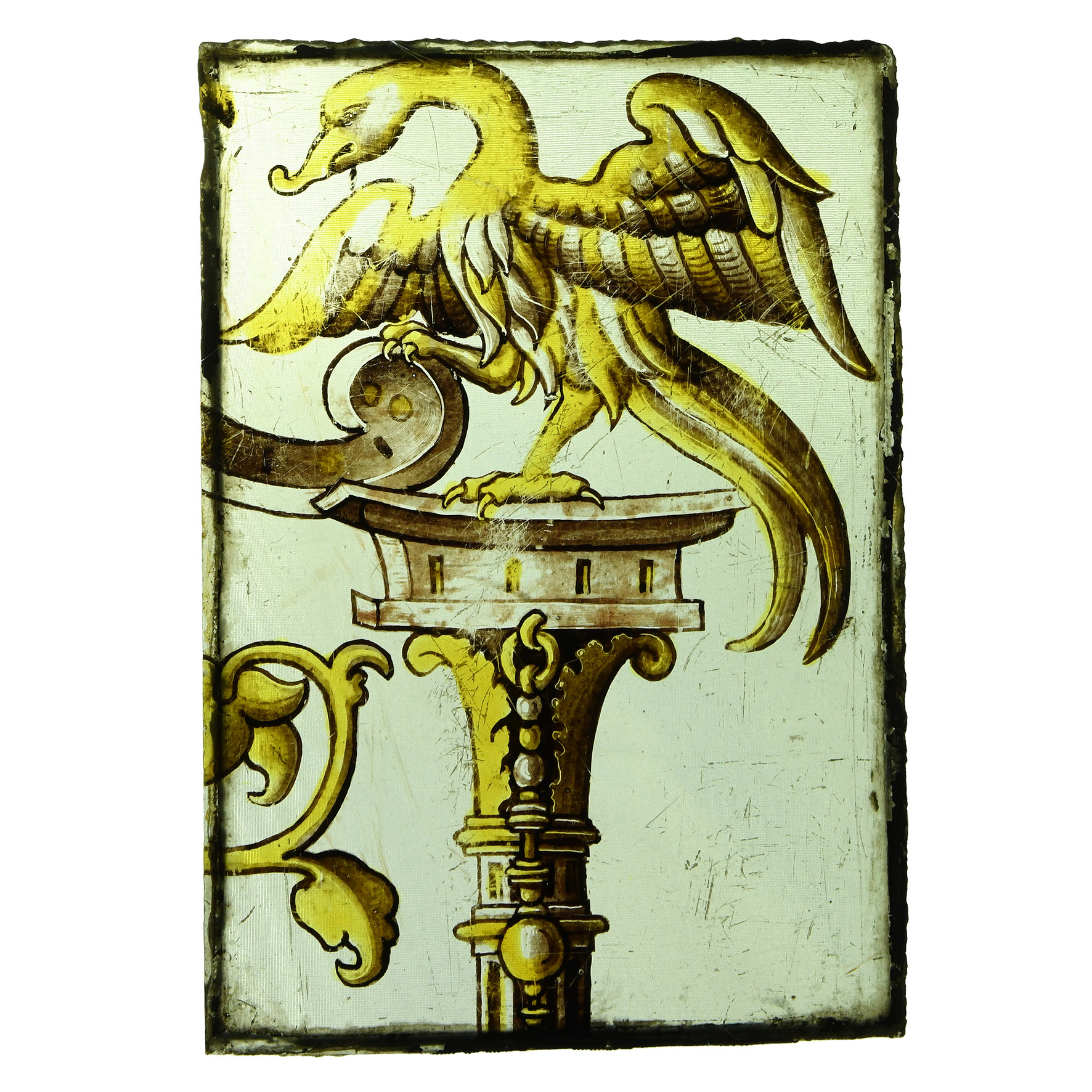 Medieval Stained Glass Panel of a Bird