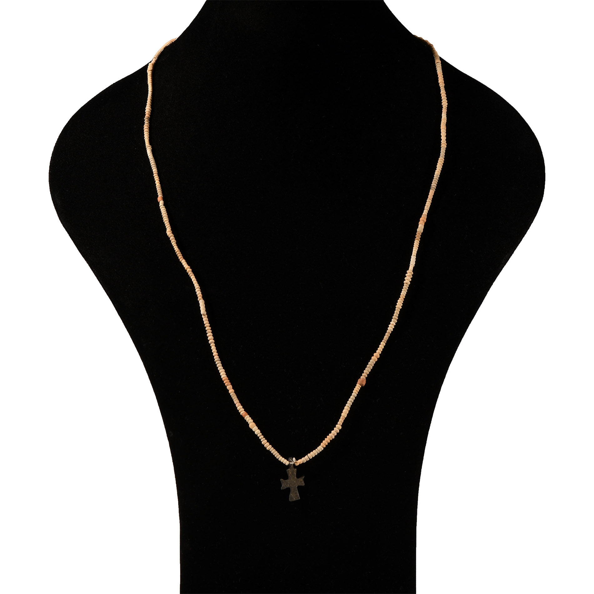 Byzantine Bronze Cross with Bead Necklace