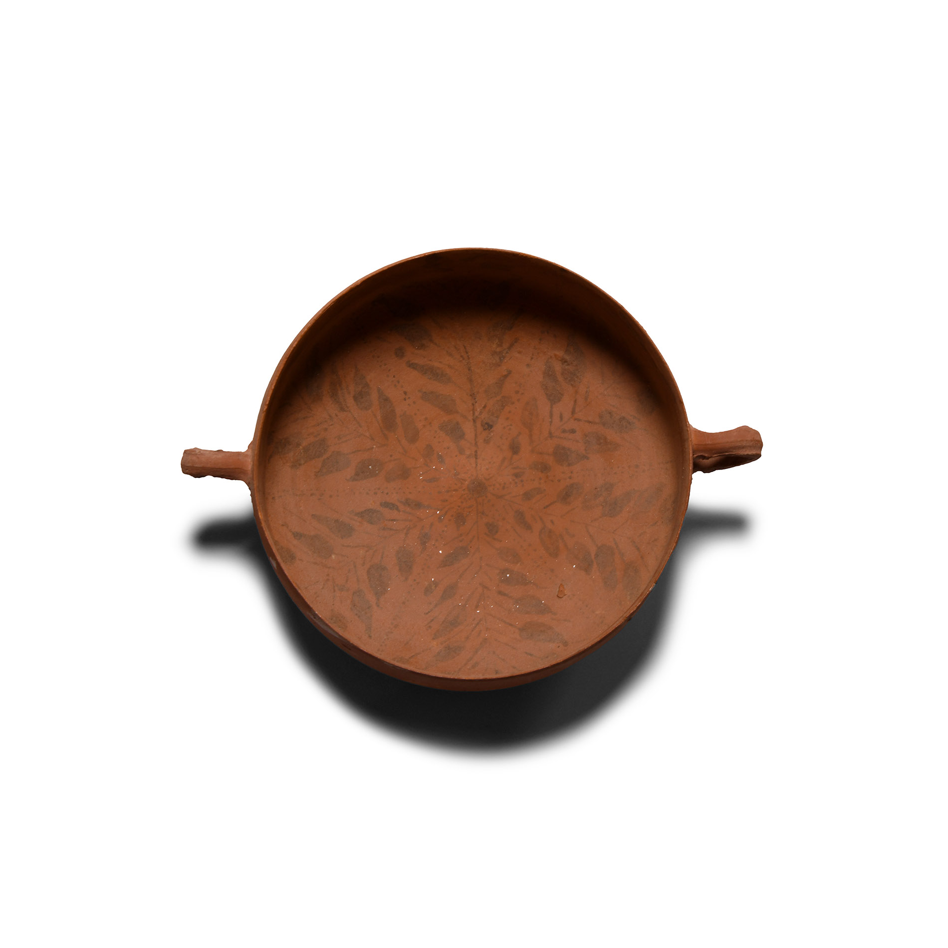 Nabataean Redware Bowl with Painted Foliage