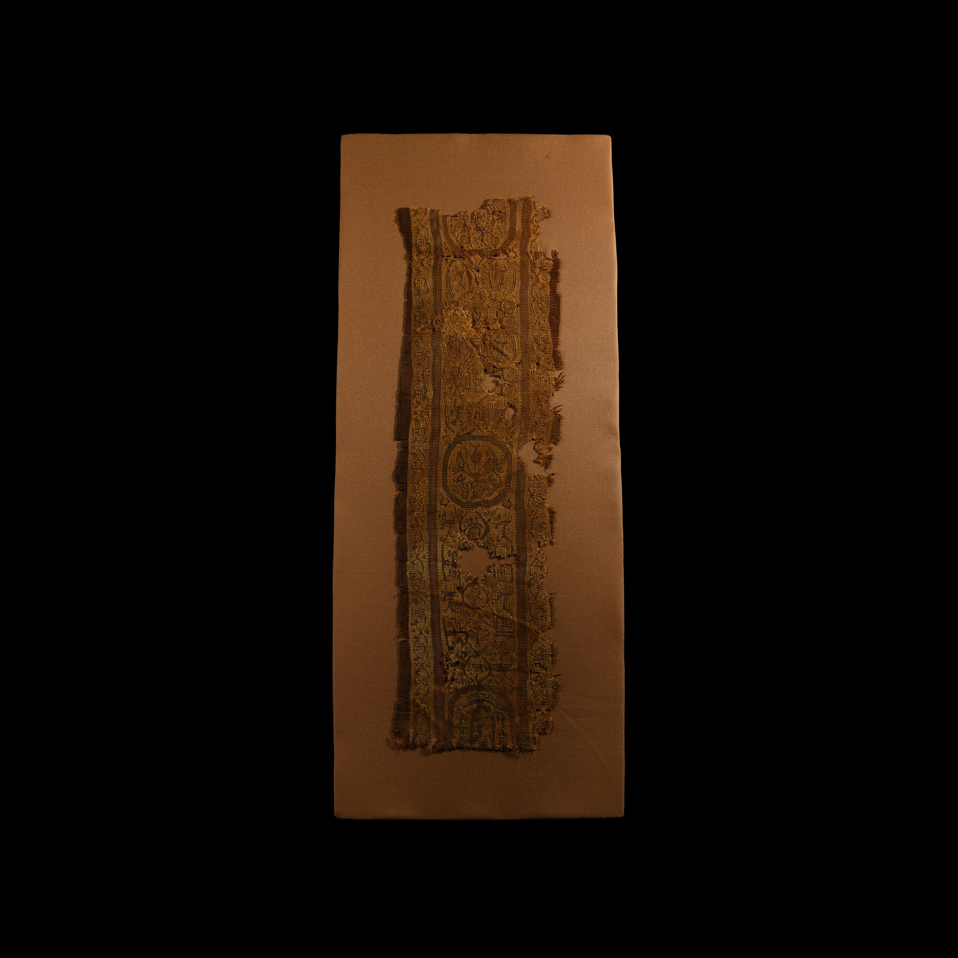 Egyptian Mounted Coptic Textile with Running Hounds