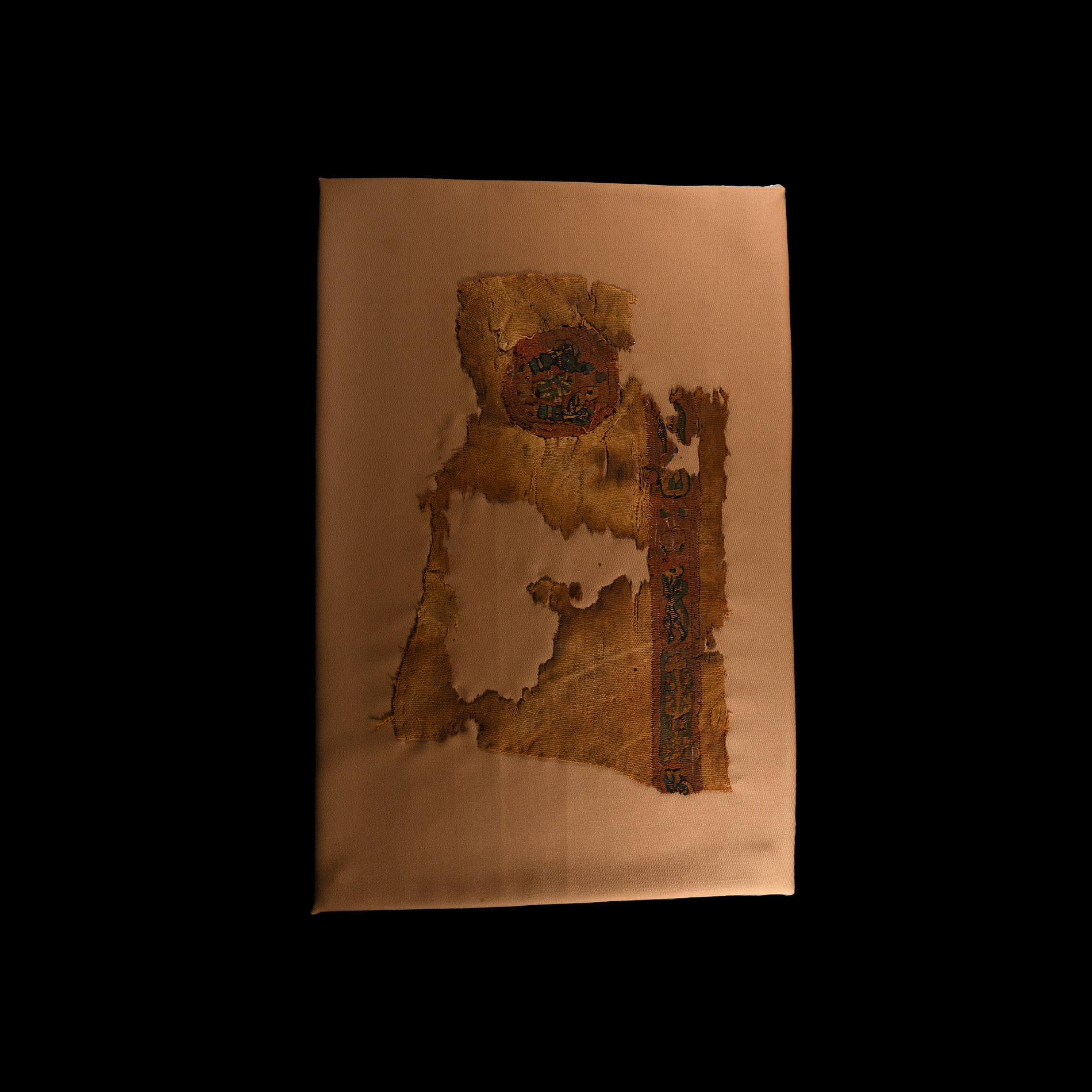 Egyptian Mounted Coptic Textile with Satyrs