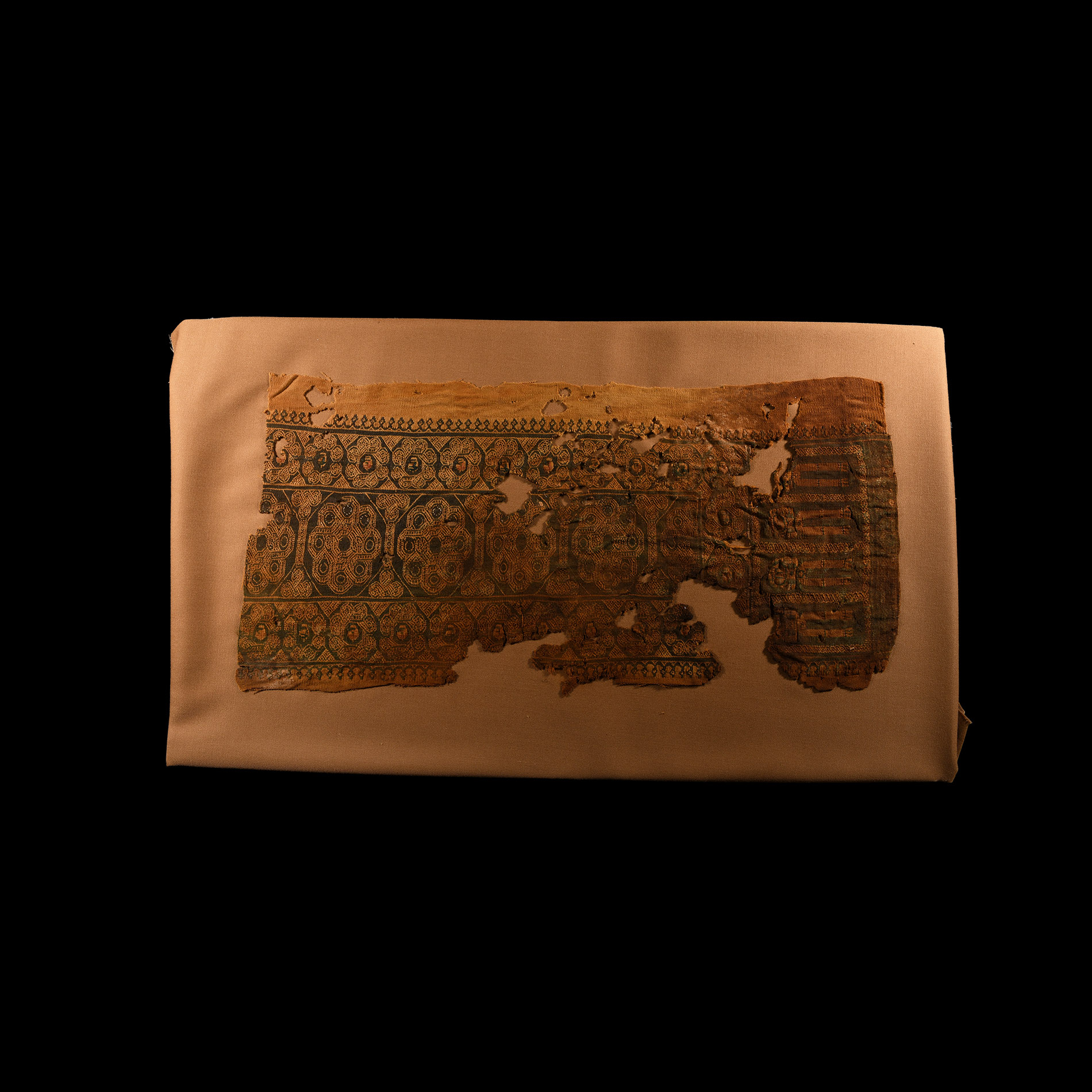 Egyptian Coptic-Fatimid Mounted Textile with Dancers