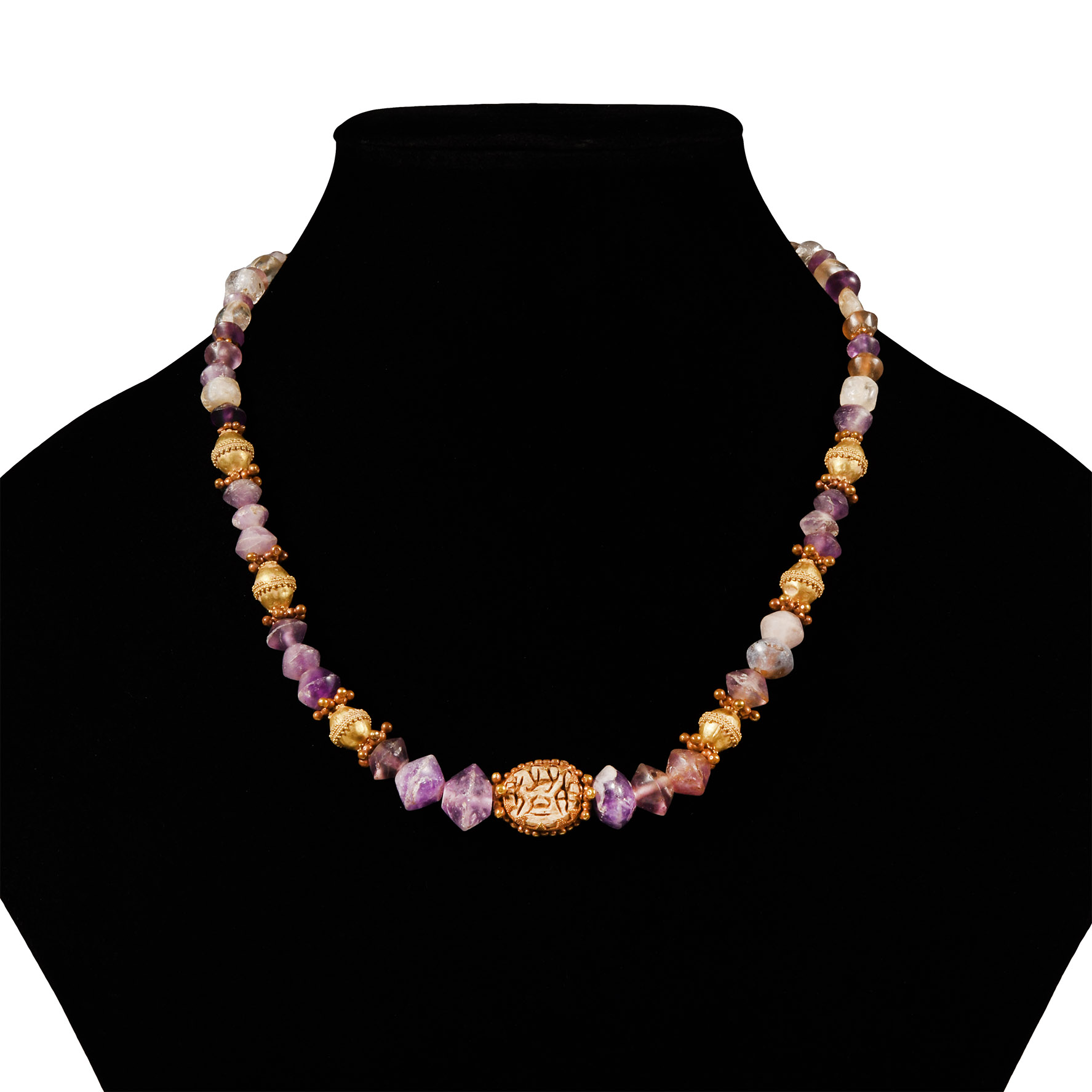 Greek Amethyst and Gold Bead Necklace