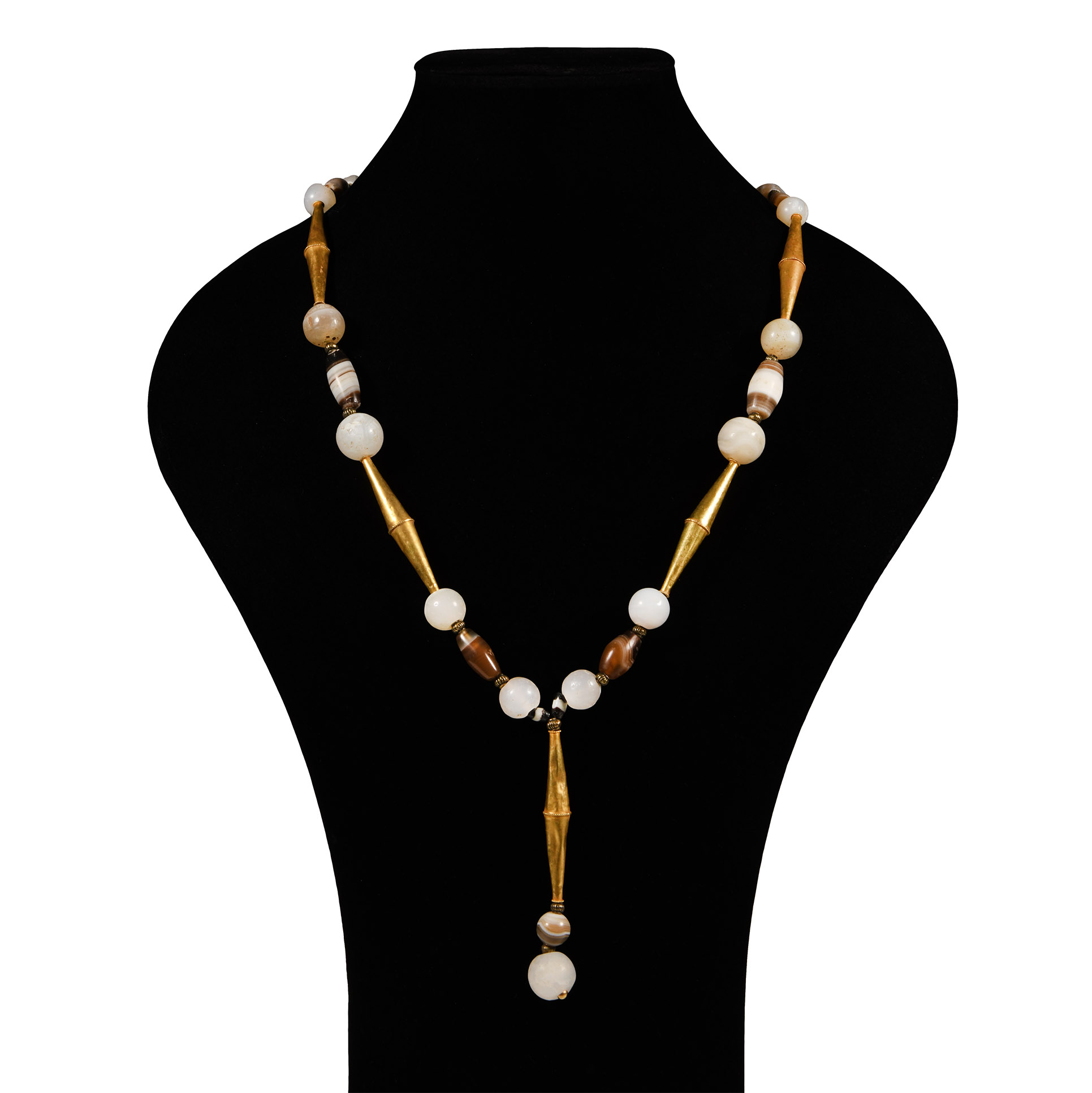 Western Asiatic Agate and Gold Bead Necklace