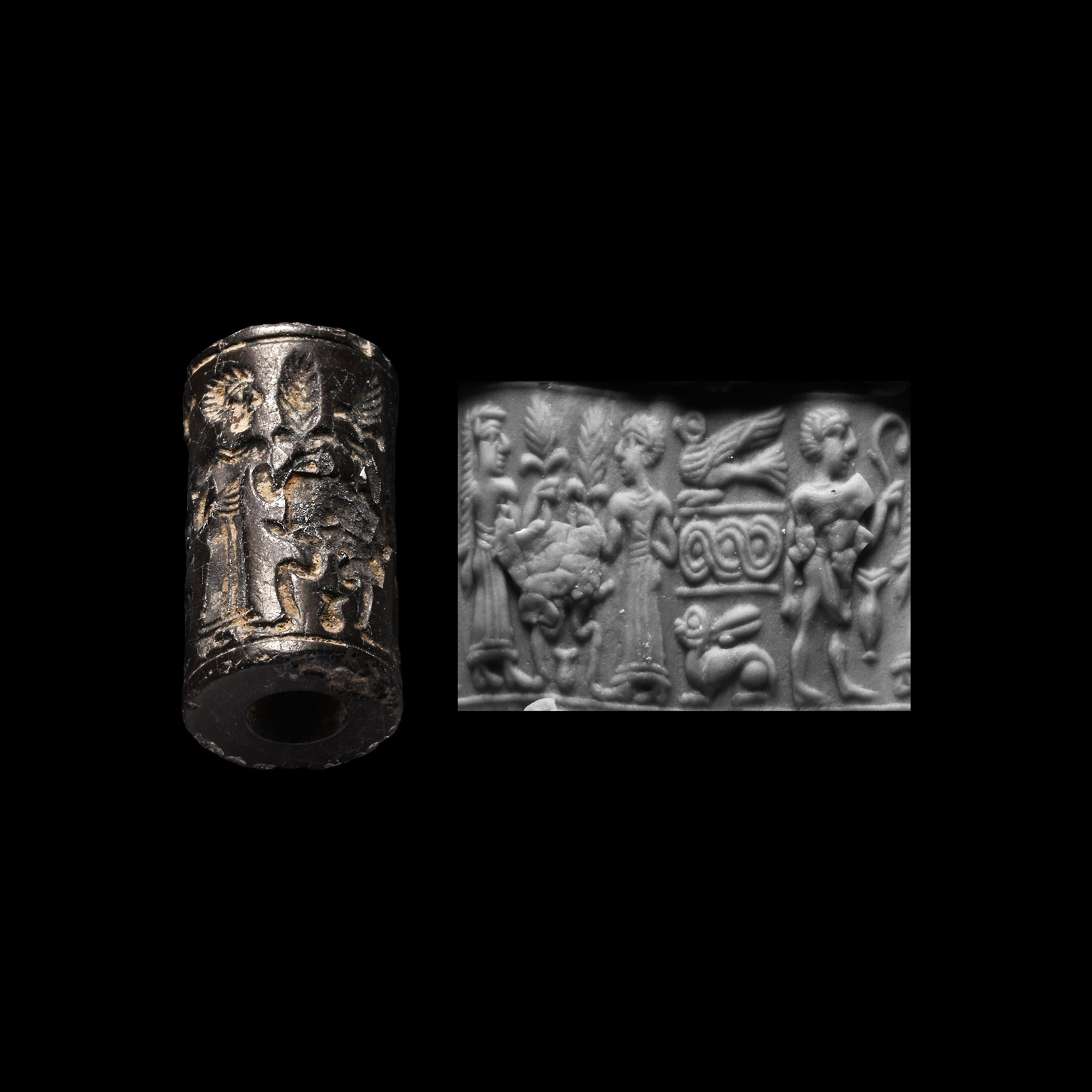 Western Asiatic Haematite Cylinder Seal with Figures