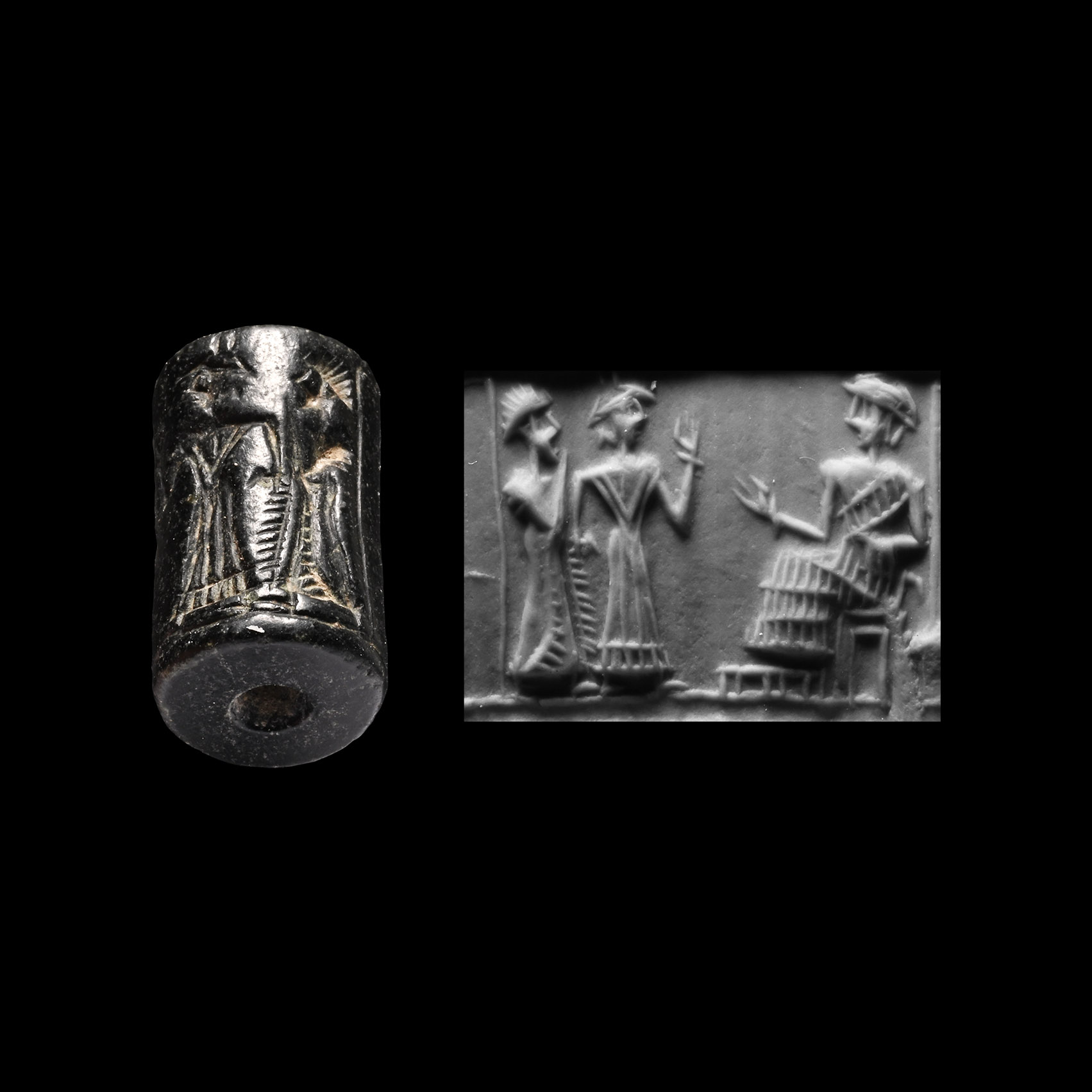 Western Asiatic Haematite Cylinder Seal with Presentation Scene