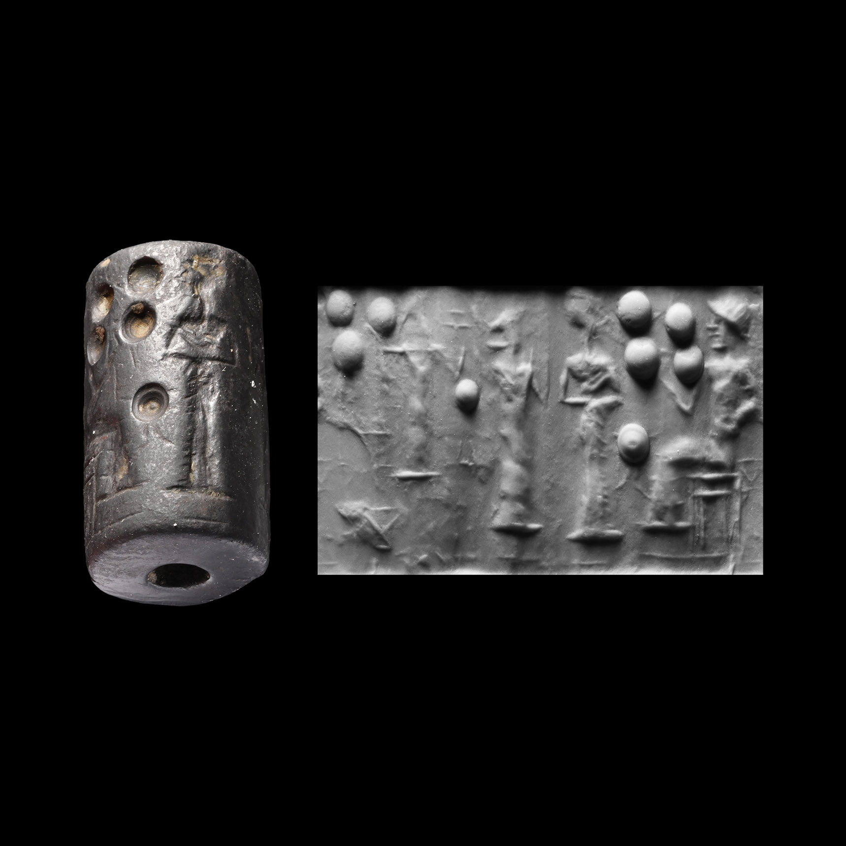 Western Asiatic Haematite Cylinder Seal with Presentation Scene