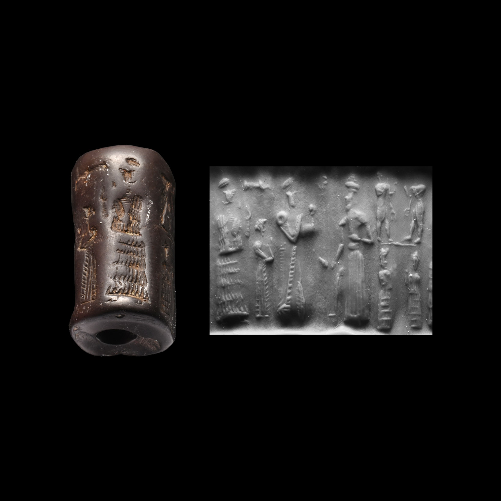 Western Asiatic Haematite Cylinder Seal with Processional Scene