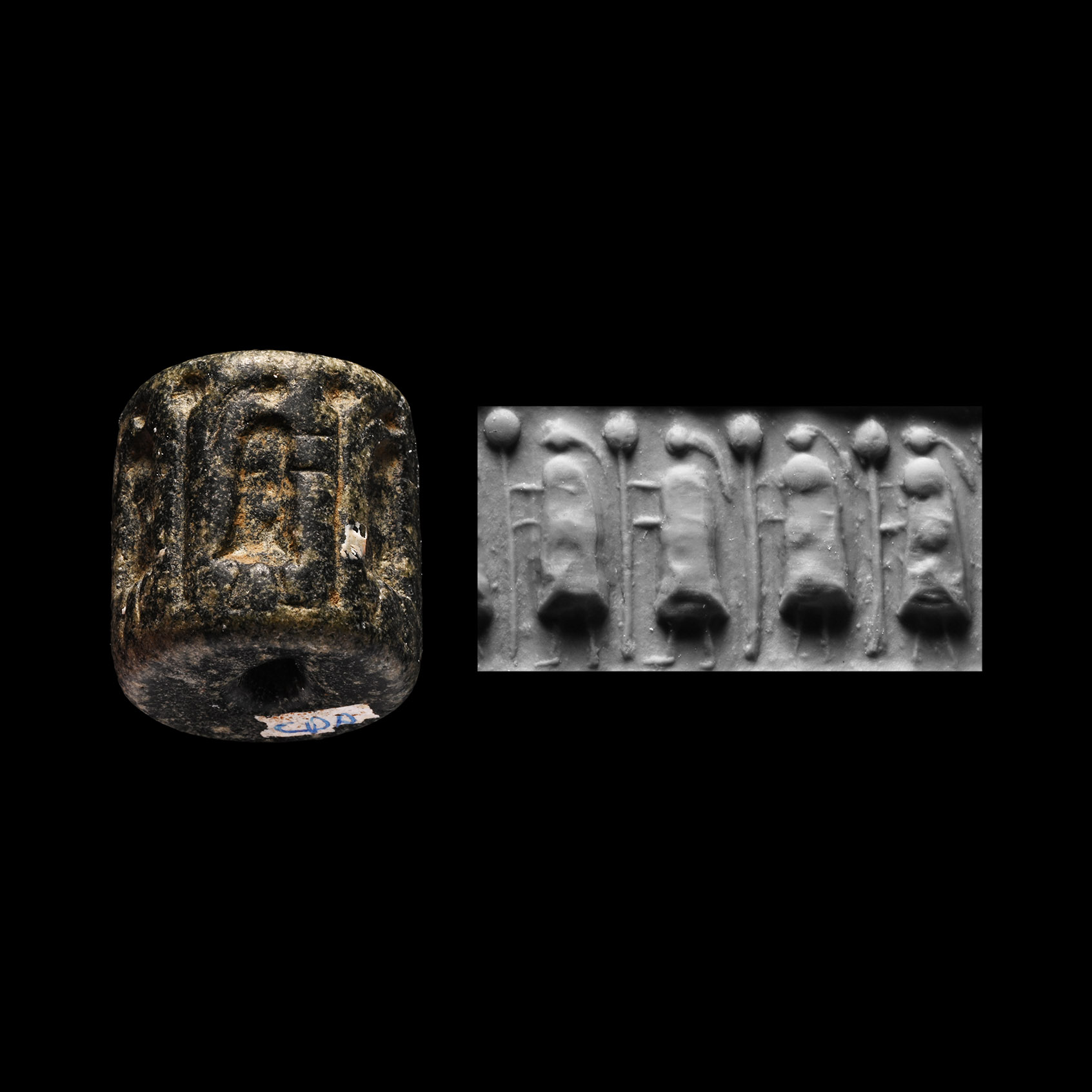 Western Asiatic Steatite Cylinder Seal with Figures