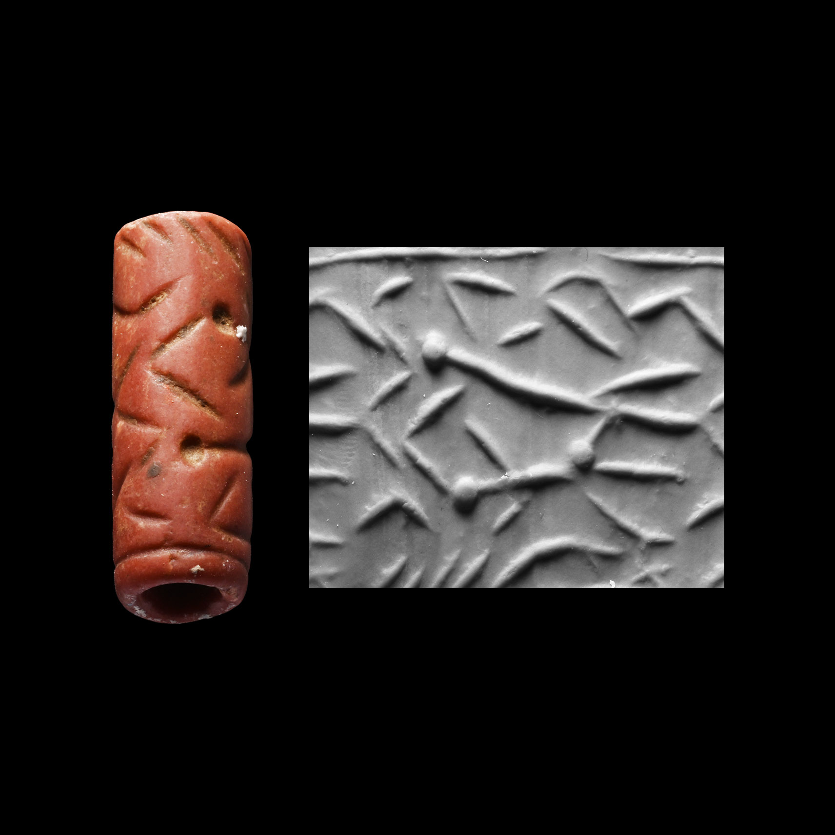 Western Asiatic Red Jasper Cylinder Seal
