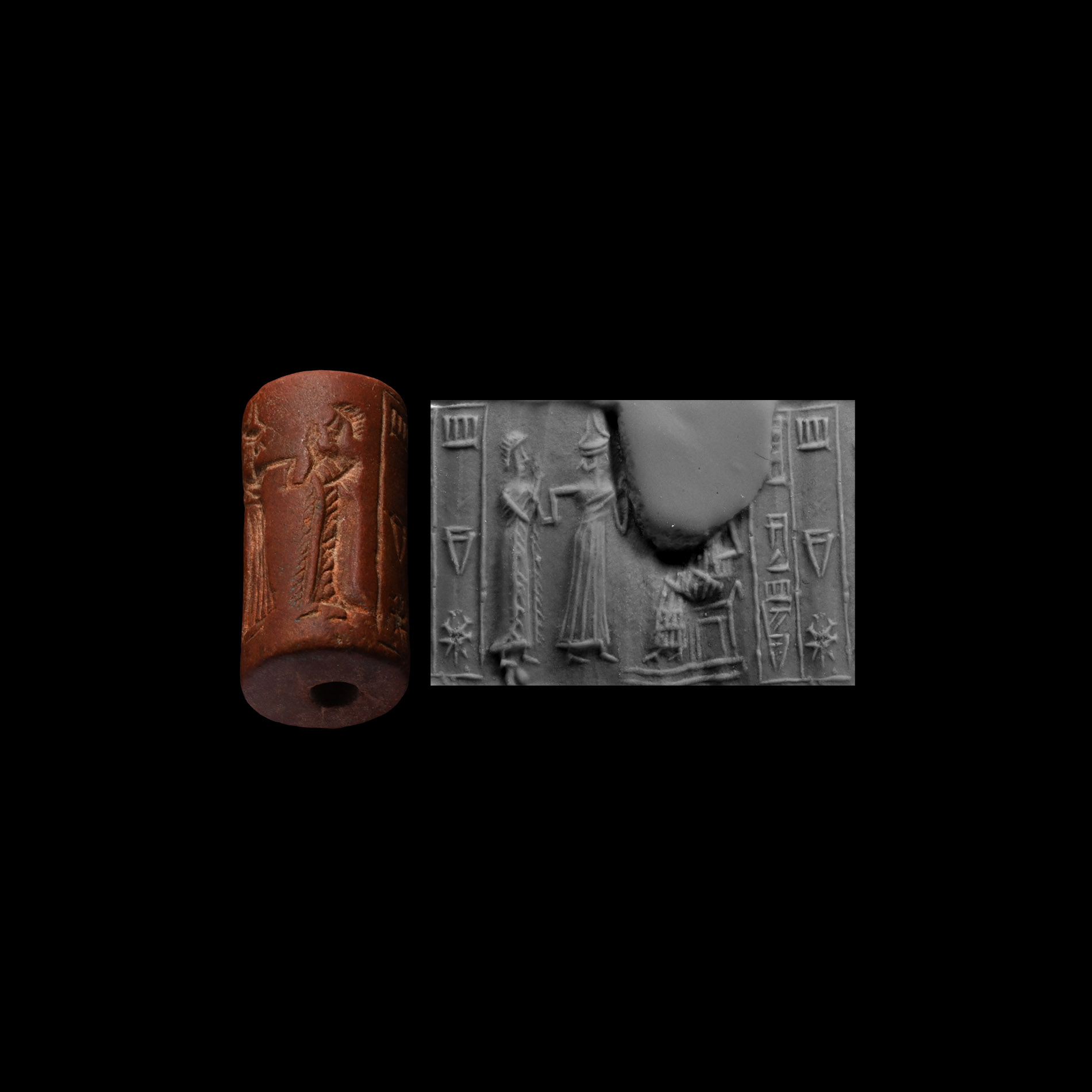 Western Asiatic Red Jasper Cylinder Seal for Shuni-il(DINGIR) Royal Bailiff