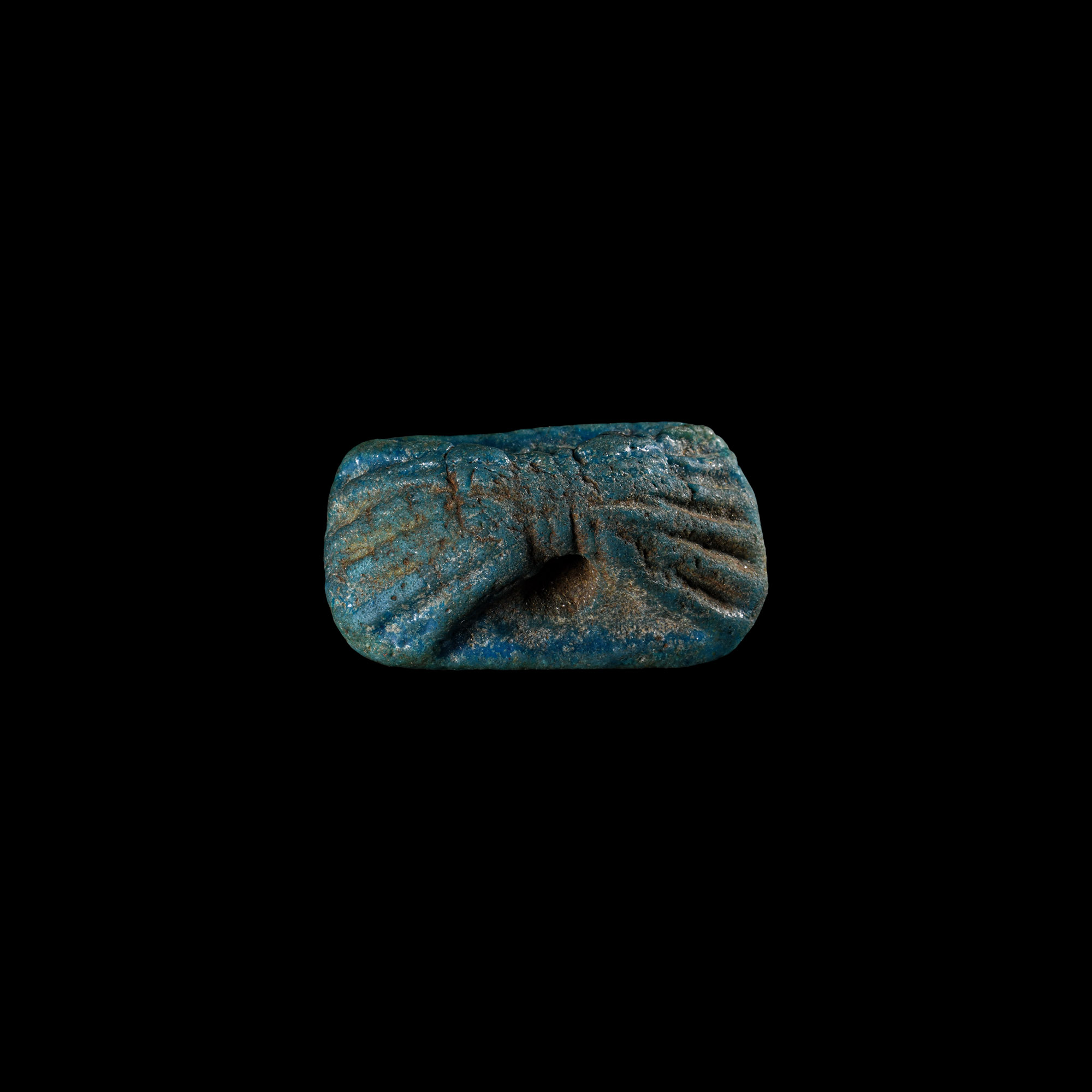 Egyptian Faience Amulet with Hieroglyphs