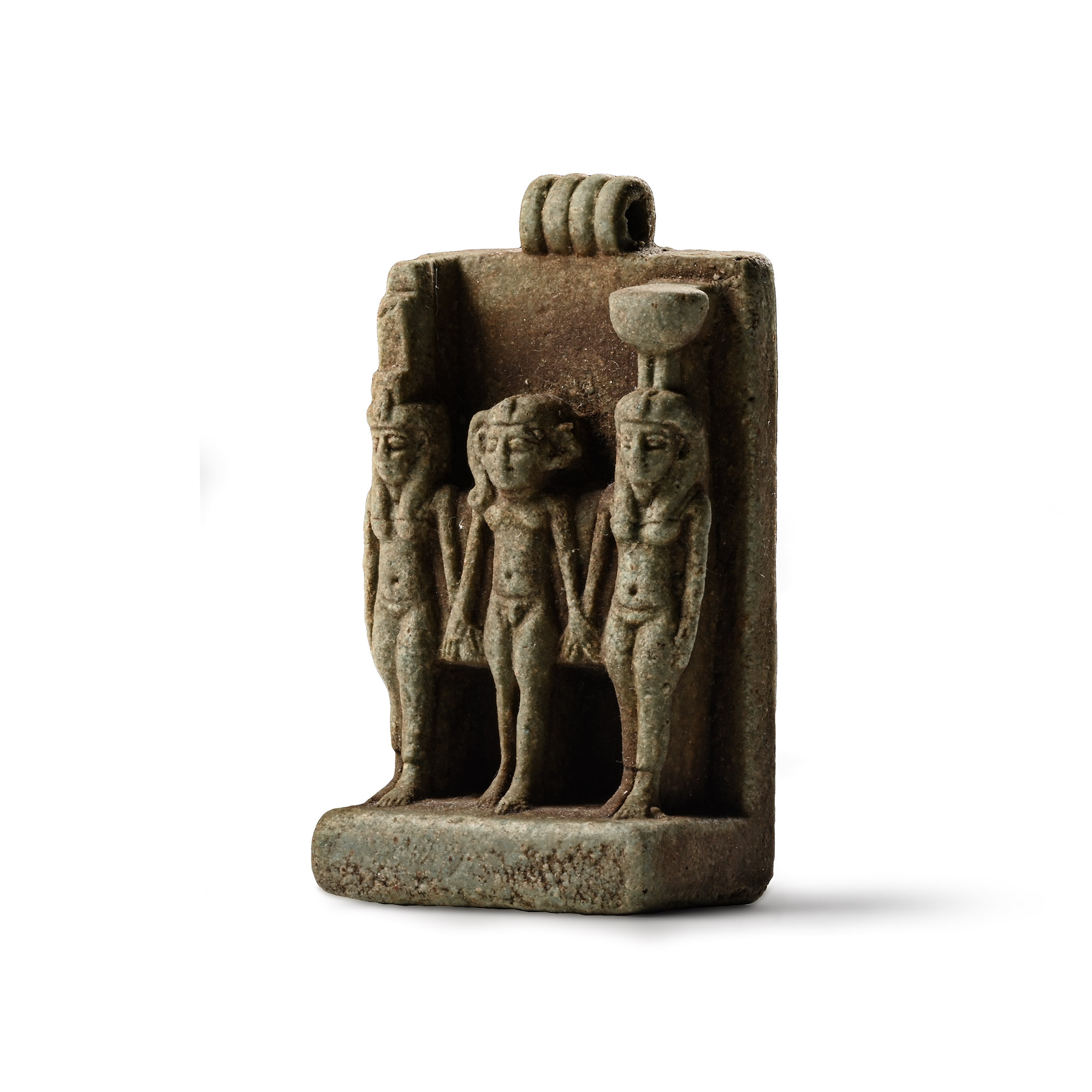 Large Egyptian Triad Faience Amulet