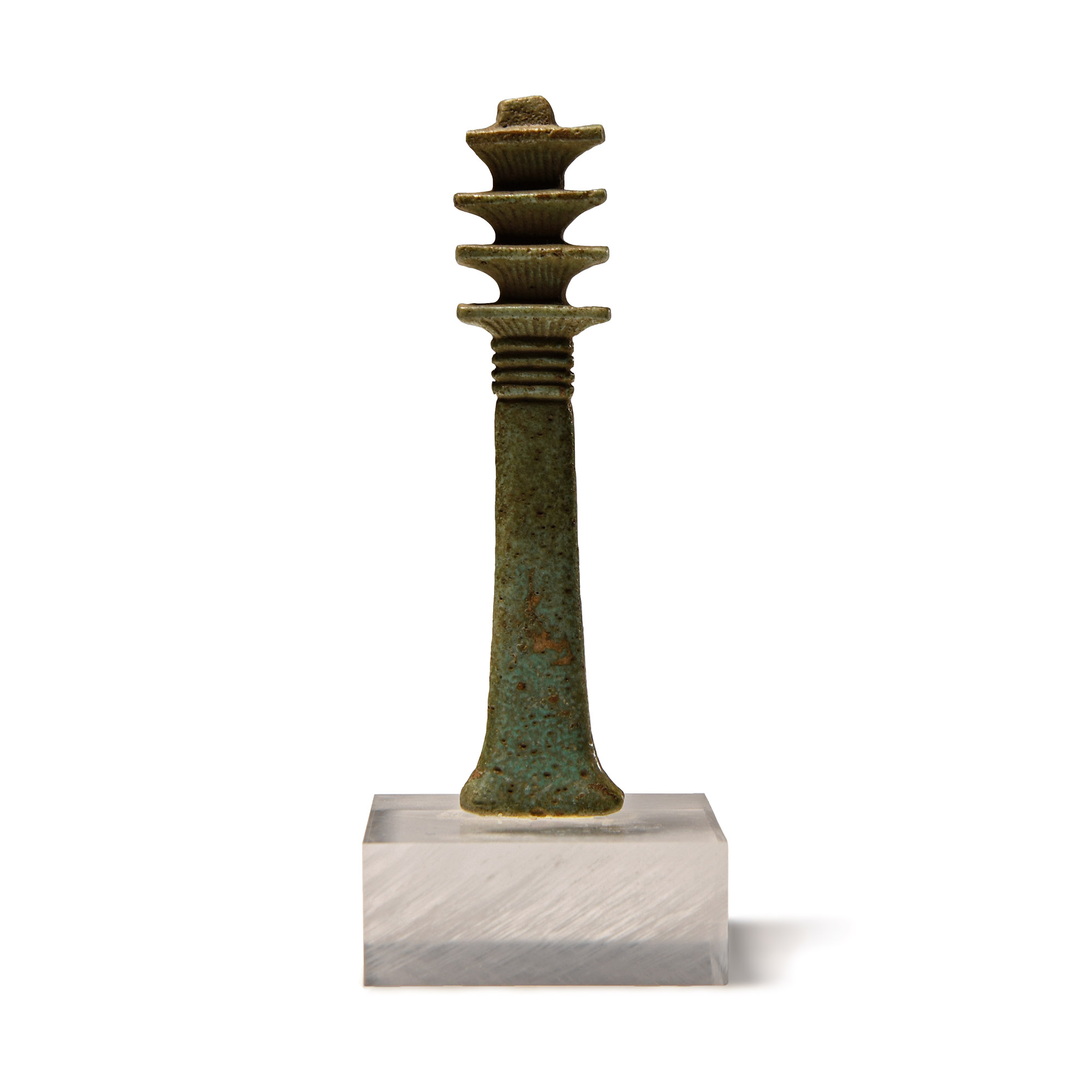 Large Egyptian Faience Djed Pillar Amulet