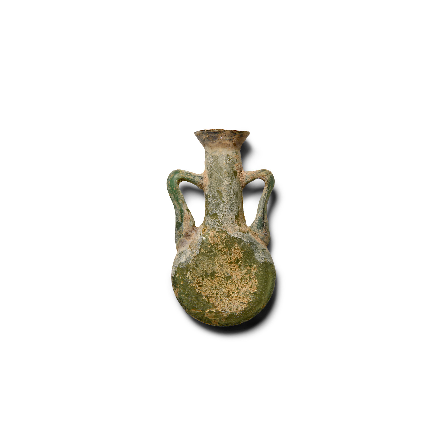 Roman Green Glass Pilgrim's Flask