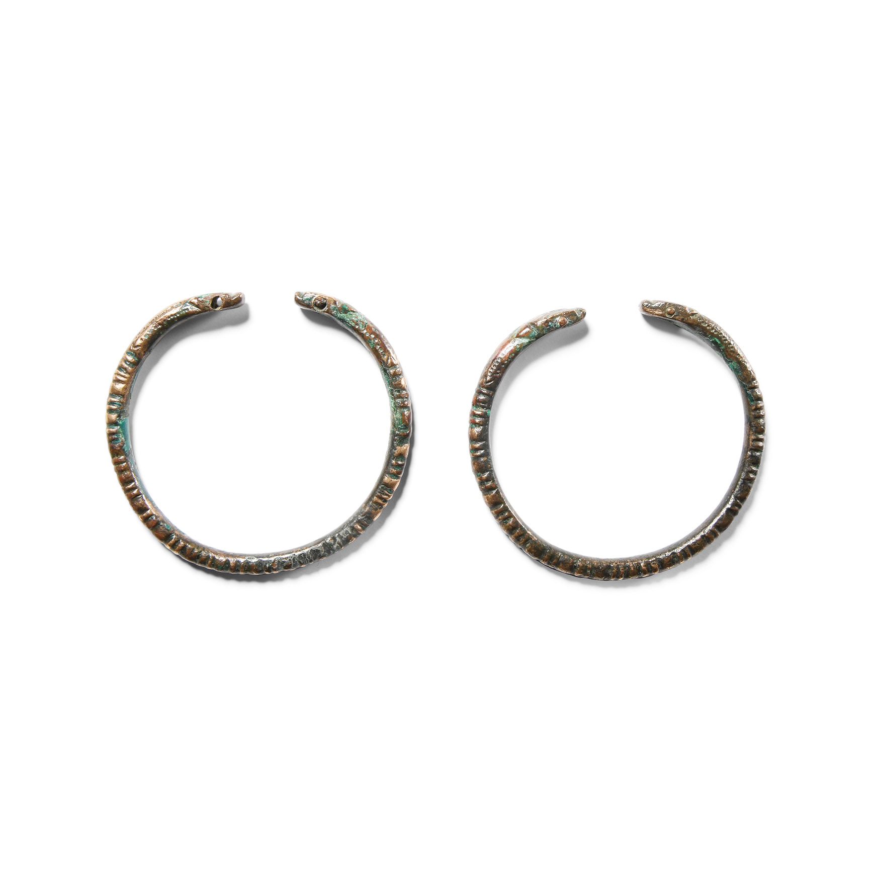Western Asiatic Bronze Snake-Headed Bracelet Pair