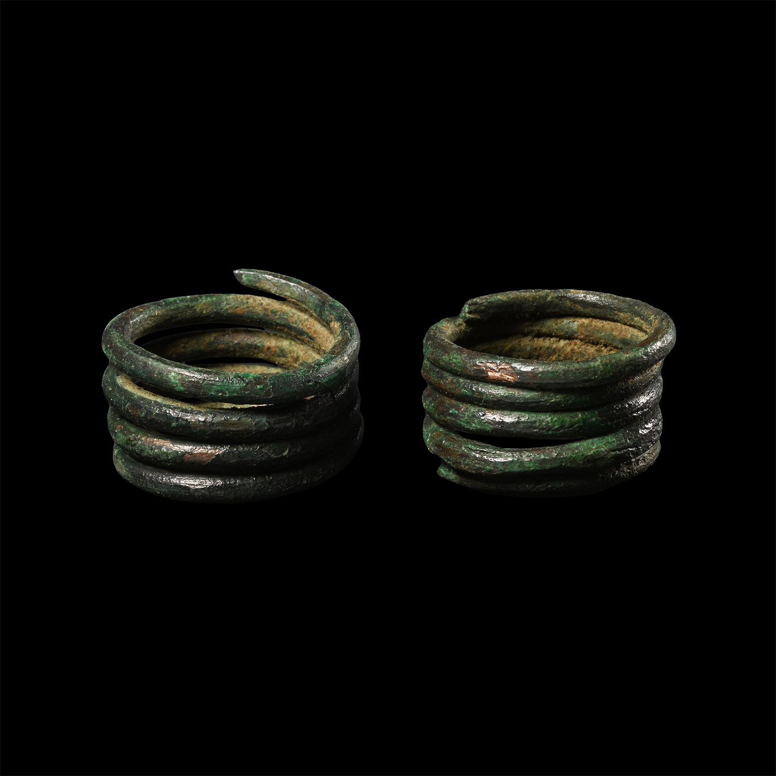 Viking Age Bronze Coiled Ring Pair
