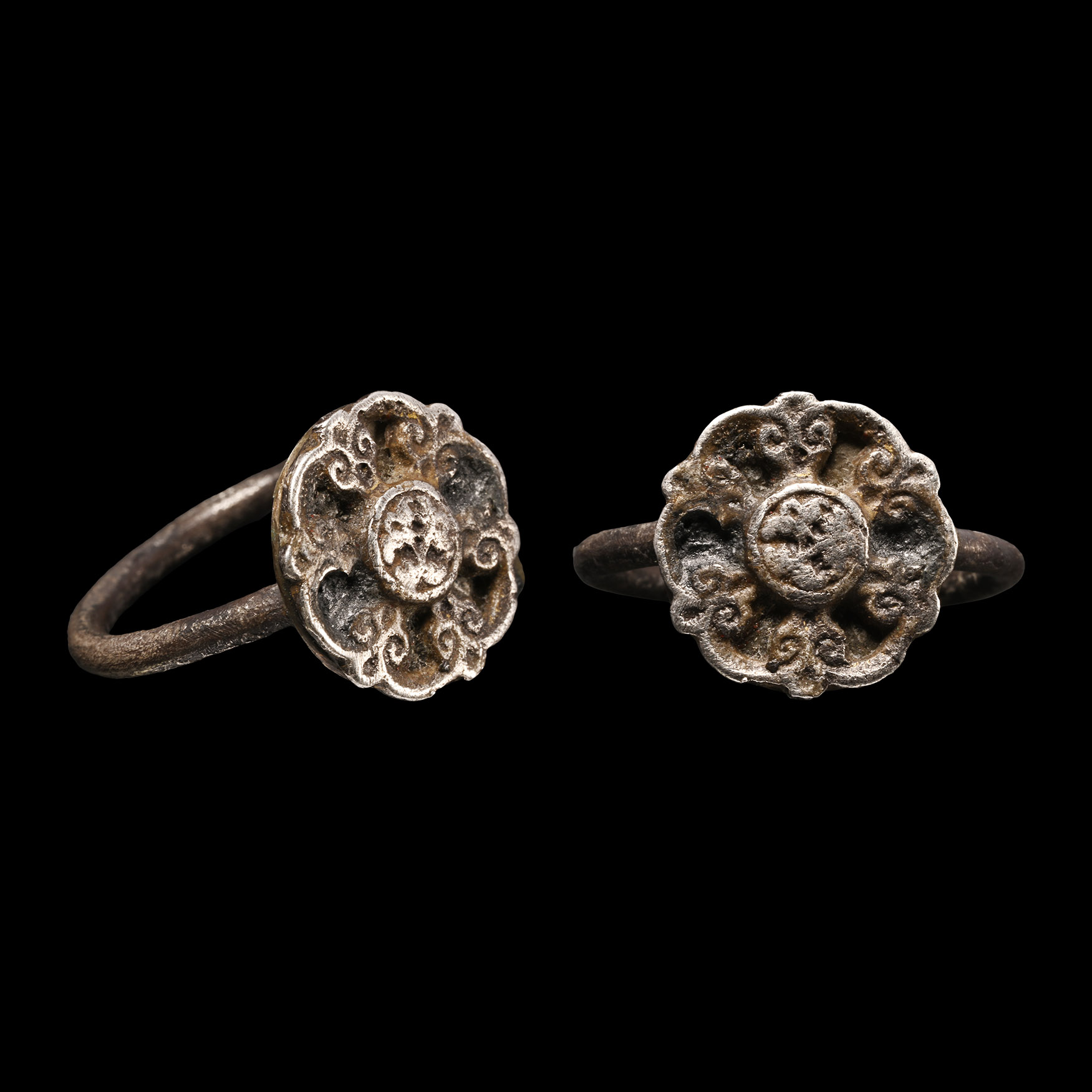 Medieval Silver Ring with Flower