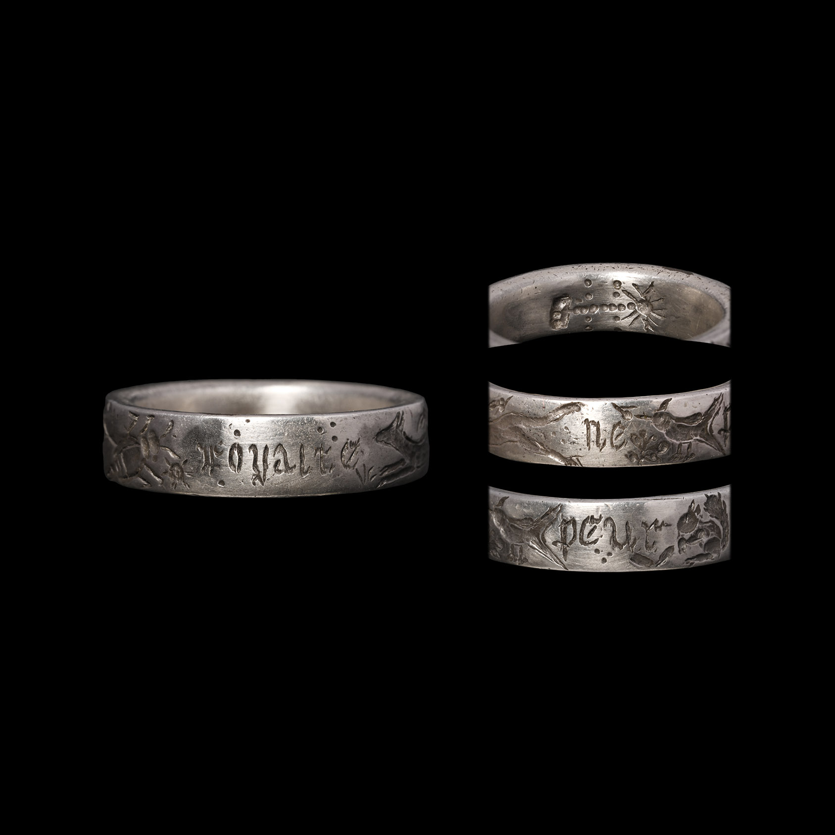 Georgian Silver 'LOYALTE NE PEUR' Ring with Animals