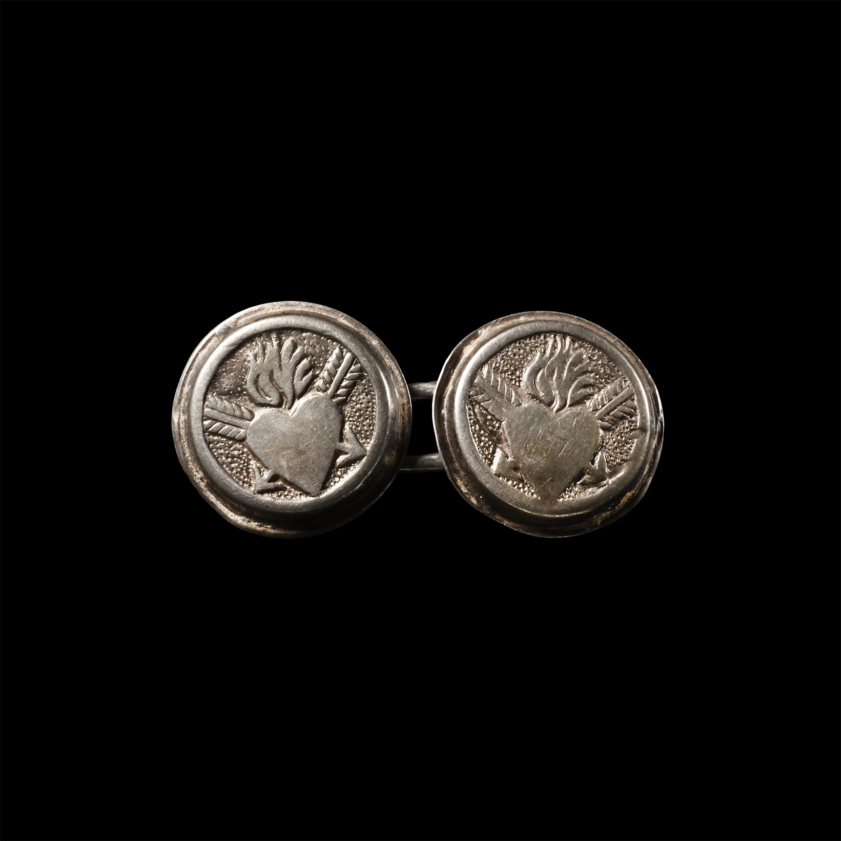 Stuart Period Silver Charles II and Katherine of Braganza Wedding Cufflinks