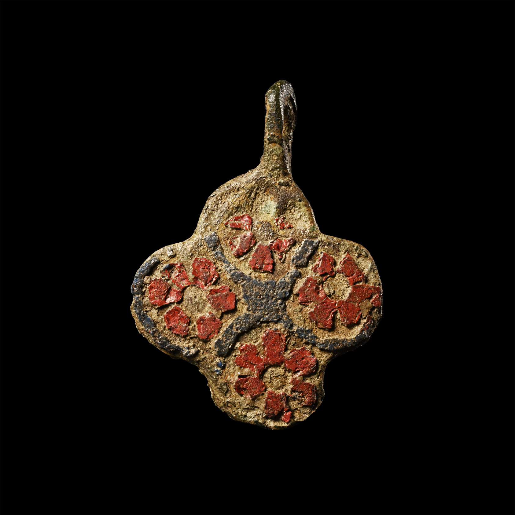 Medieval Knight's Bronze Heraldic Horse Harness Pendant with Flowers