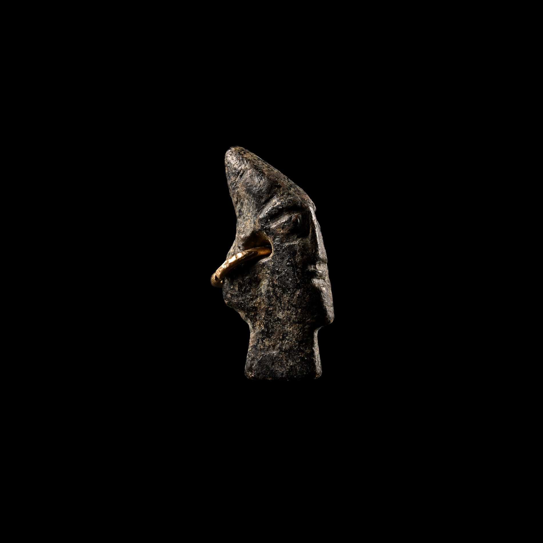 Syro-Neo-Hittite Bearded Figure Amulet and Gold Pendant Mount