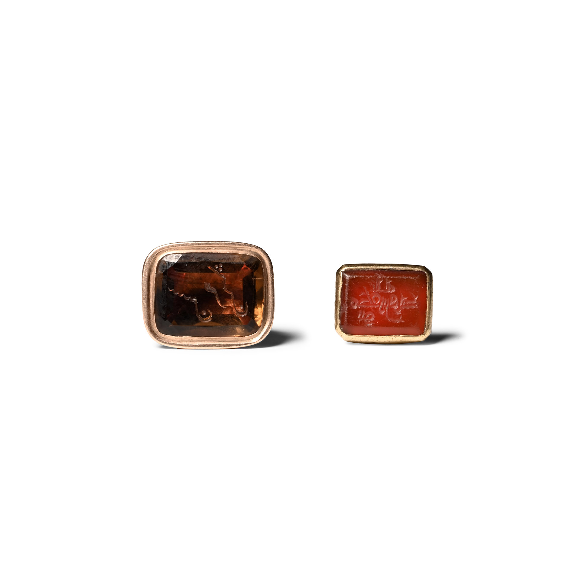 Gold Fob Seal Collection with Calligraphic Gemstones