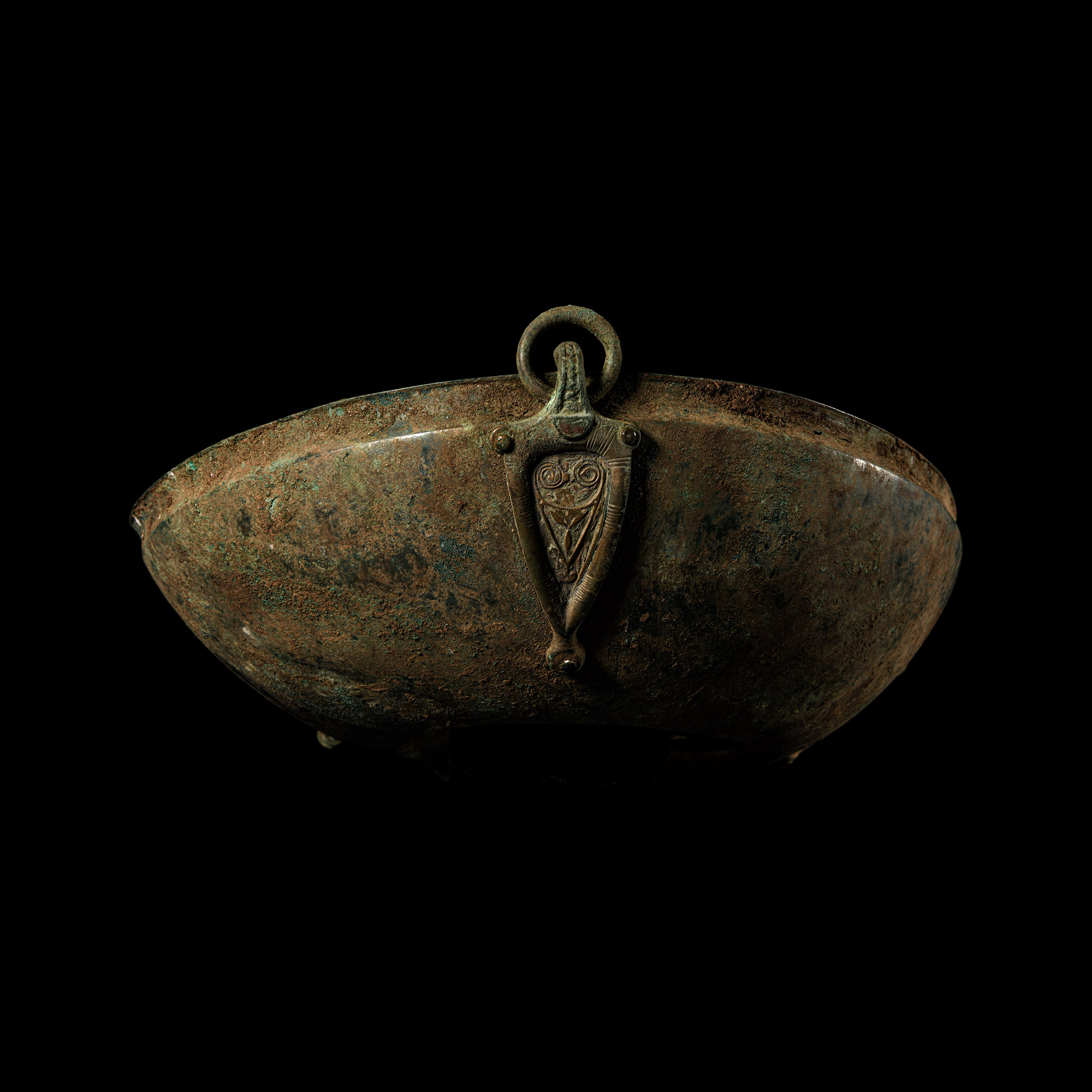 The High-Status 'Ryedale' Anglo-Saxon Bronze Hanging Bowl Complete with all Four Chip-Carved Mounts