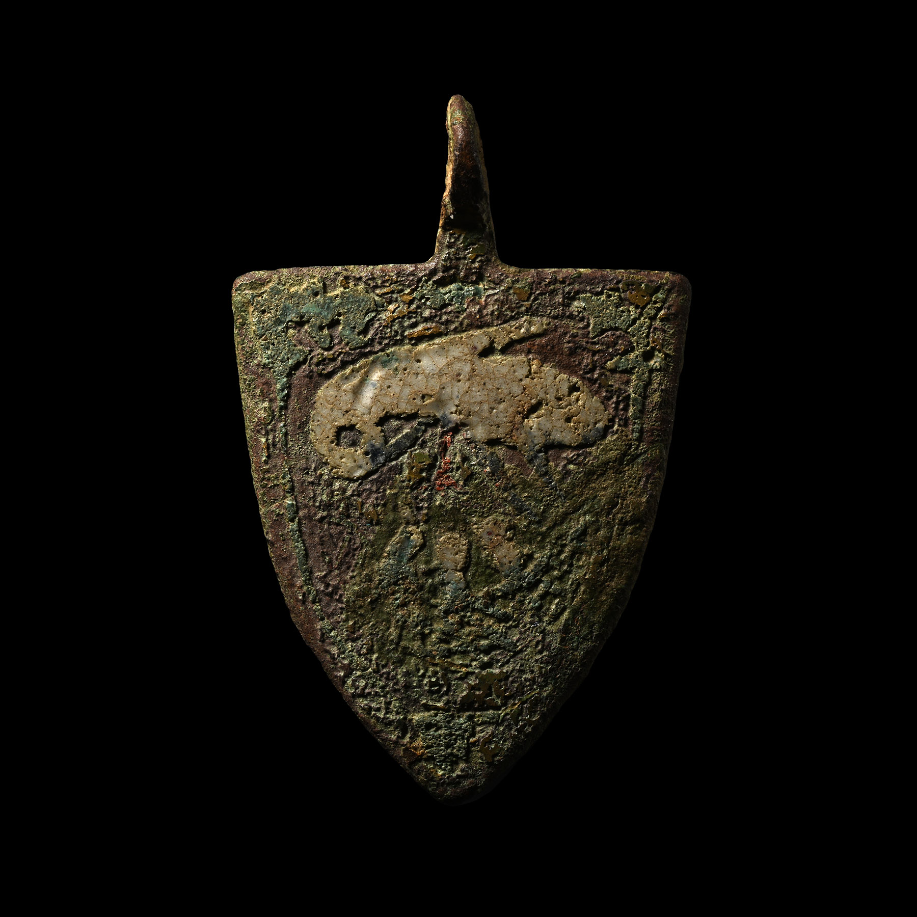 Medieval Knight's Enamelled Bronze Heraldic Horse Harness Pendant
