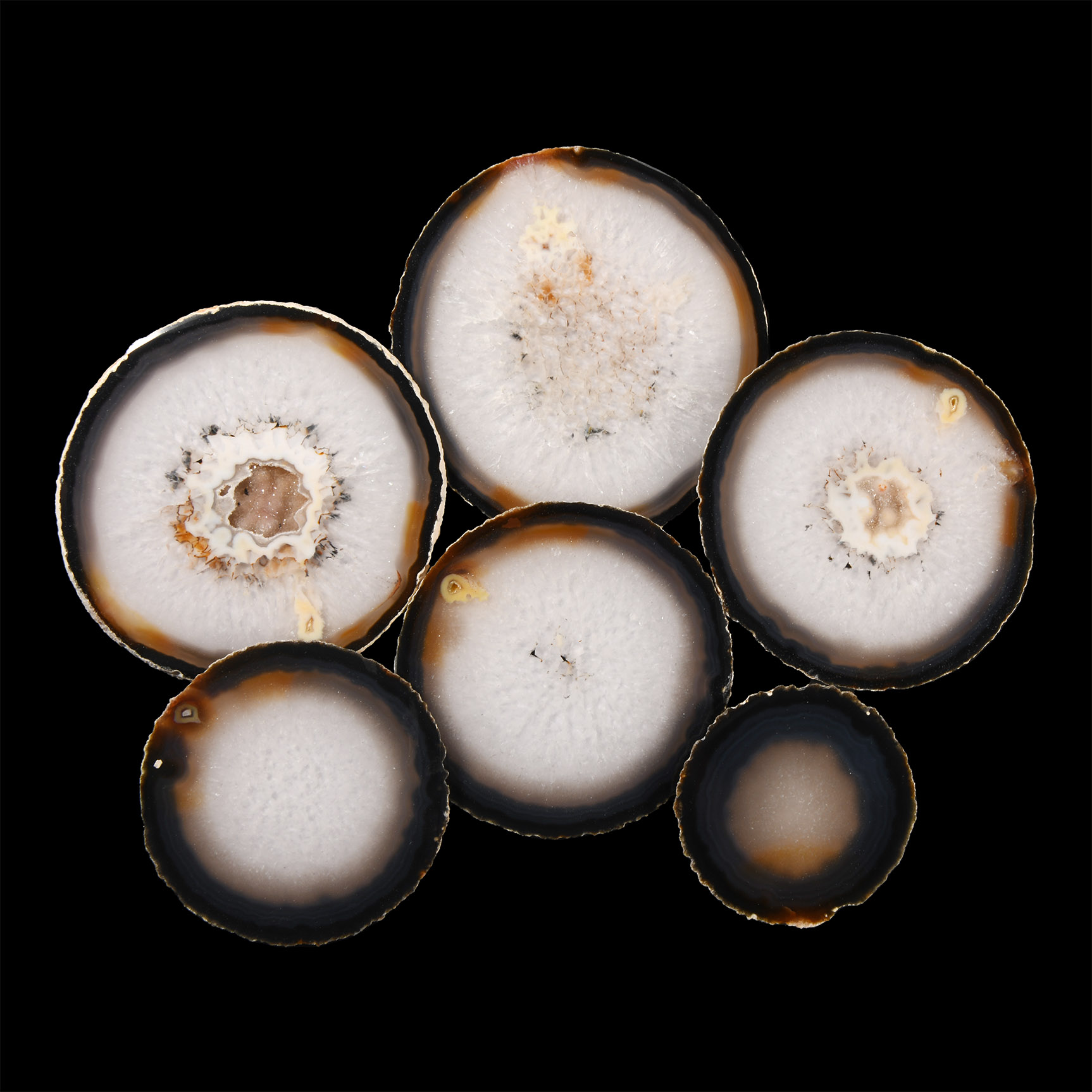 Natural History - Polished Agate Crystal Geode Coaster Set [6]