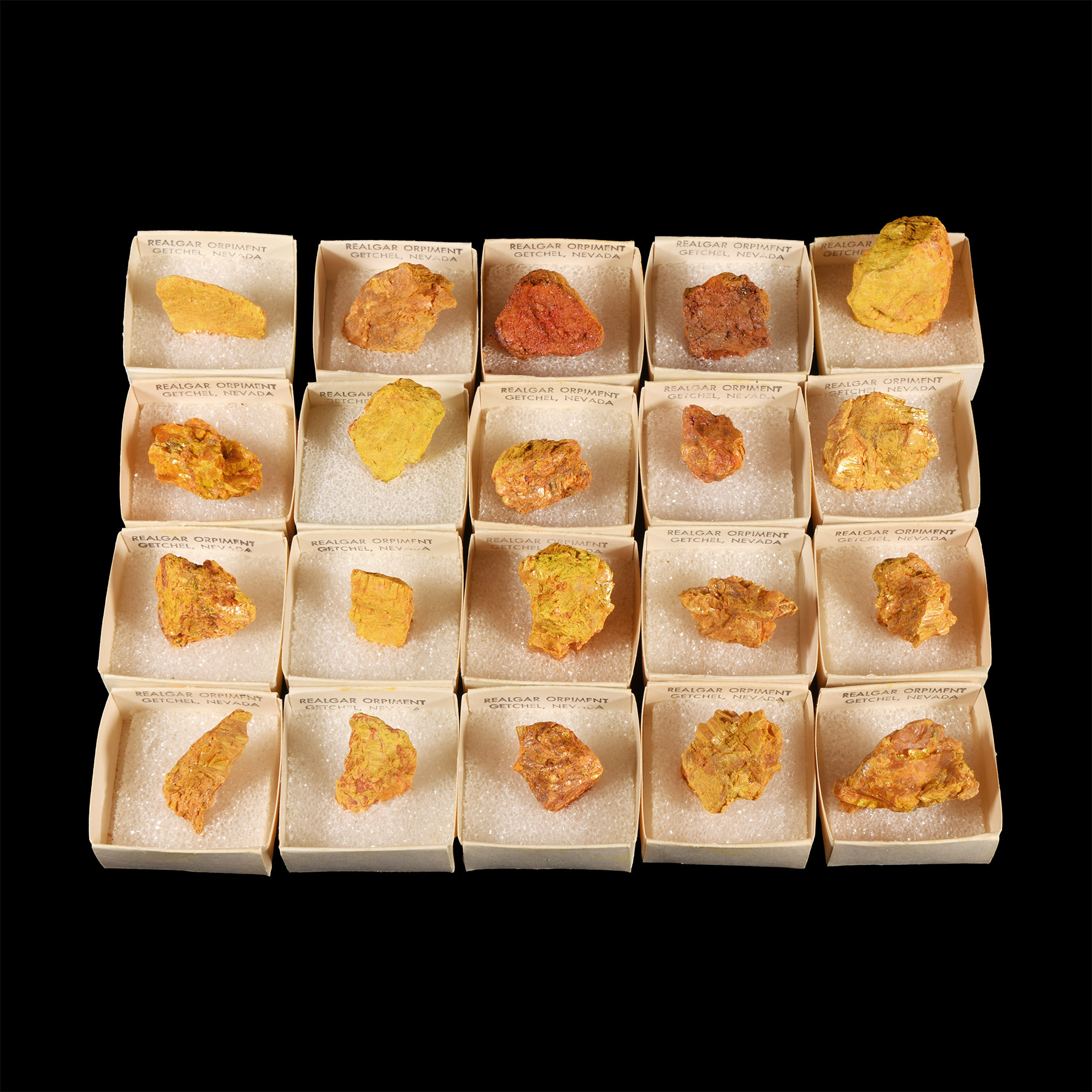 Natural History - Boxed Realgar Orpiment Specimen Group [20]