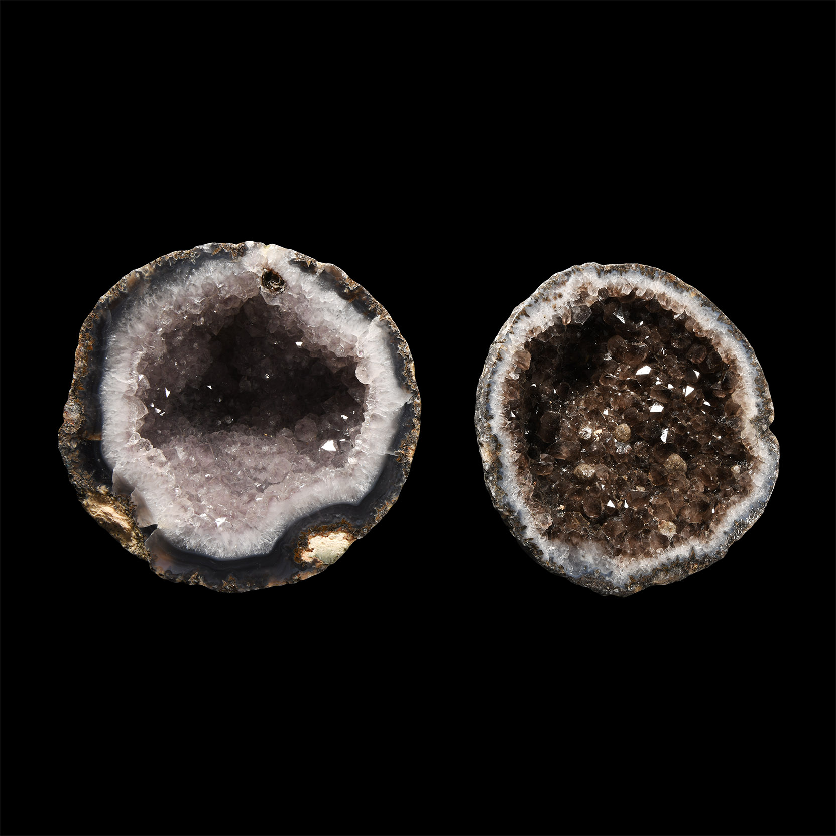 Natural History - Cut and Polished Agate Crystal Geode Half Group [2]