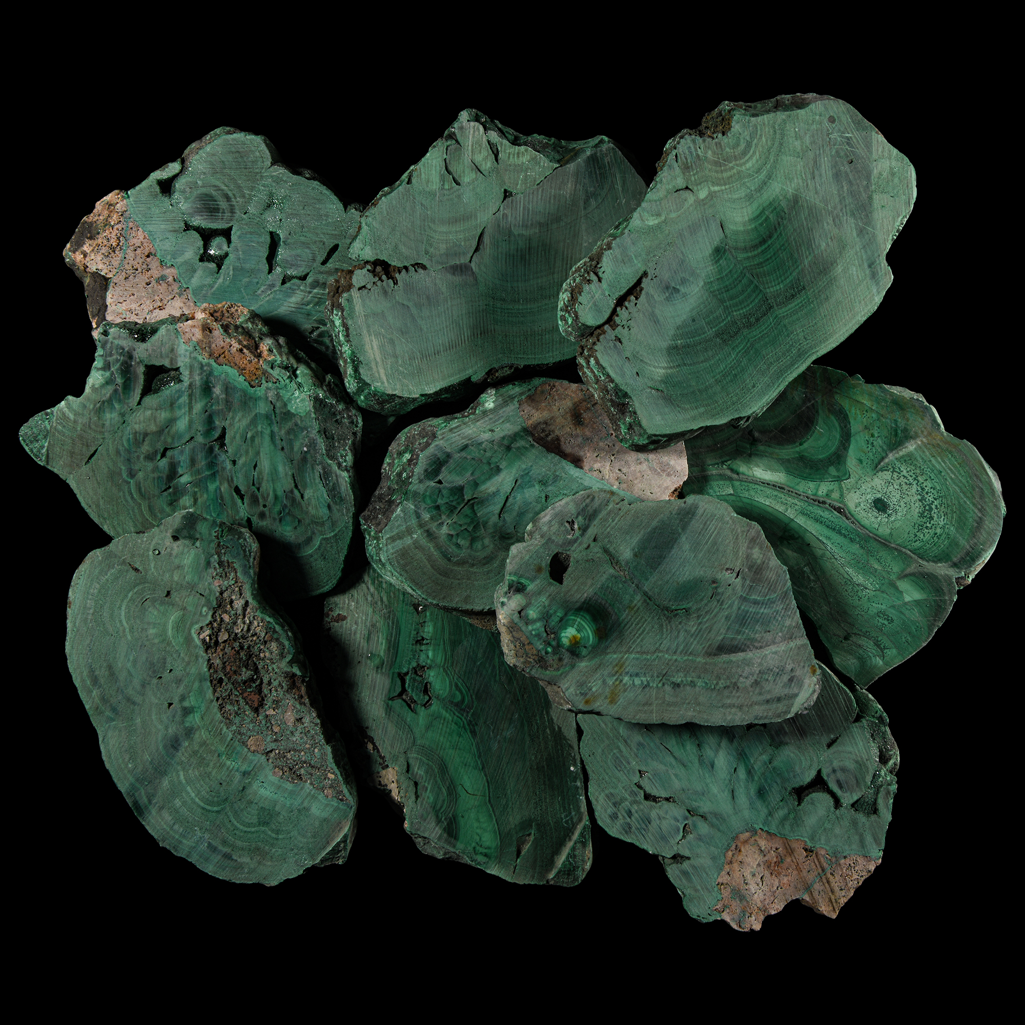 Natural History - 12mm Cut Malachite Slab Group [10]