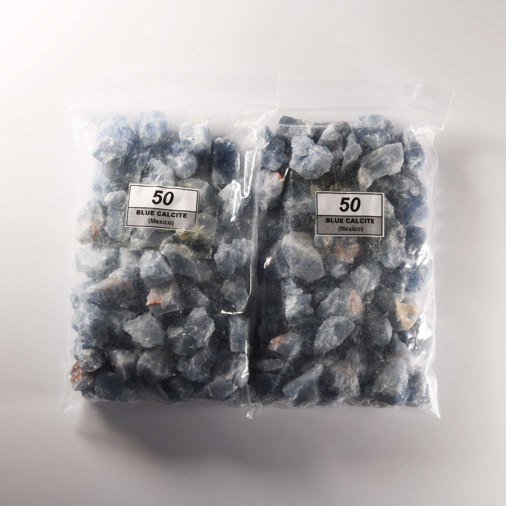 Natural History - Two Bags of Blue Calcite Mineral Specimen Group [100]