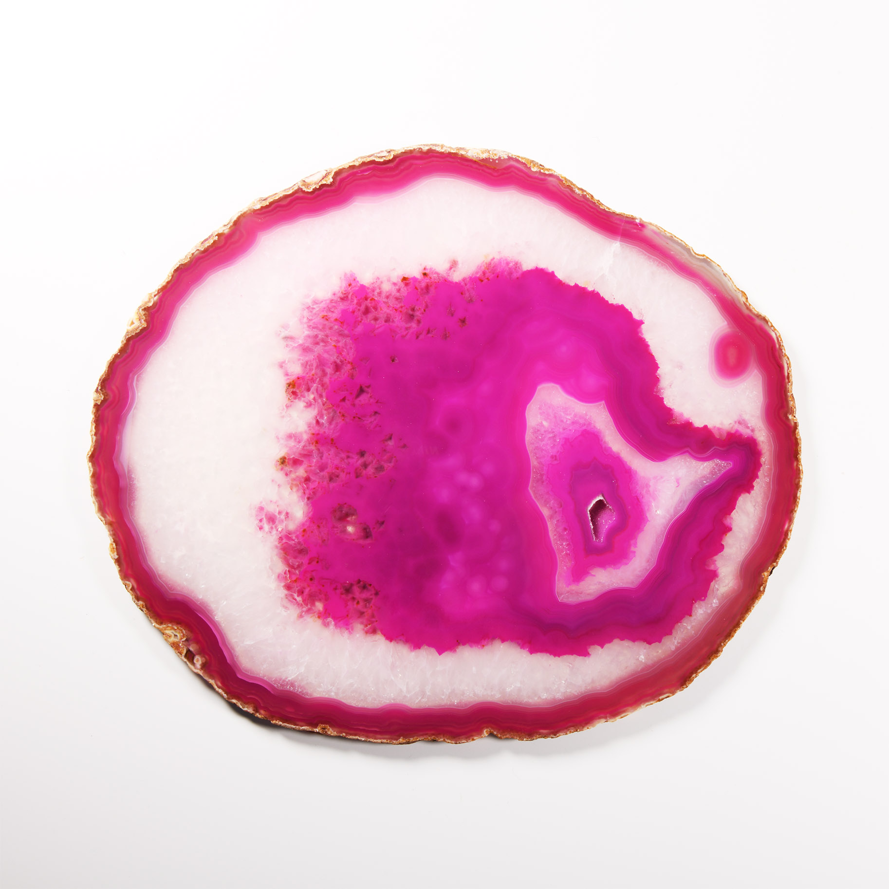 Natural History - Large Size Cut and Polished Pink Agate Crystal Geode Slice