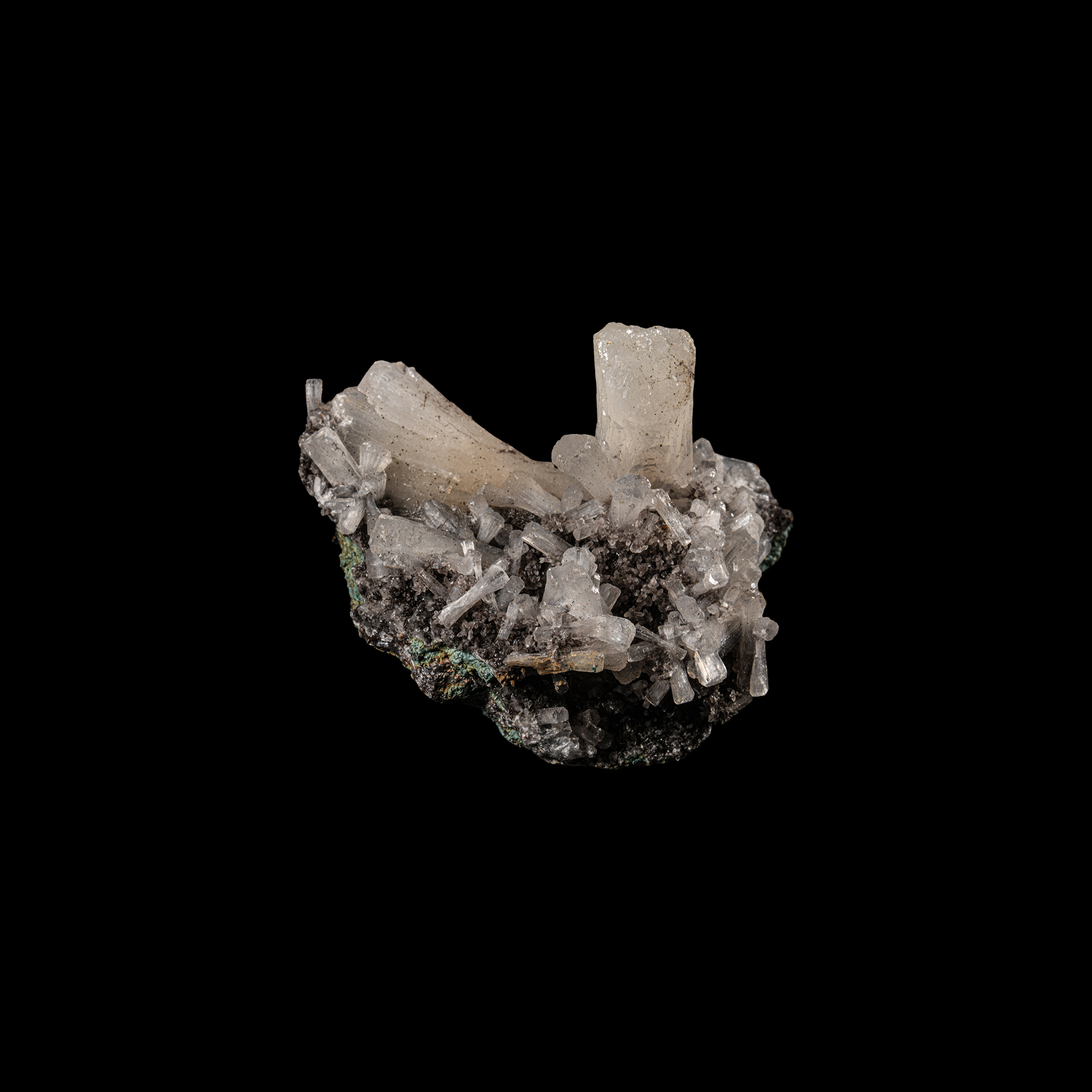 Natural History - Boxed Historic Stilbite with Quartz 'Paper Weight' Crystal Specimen