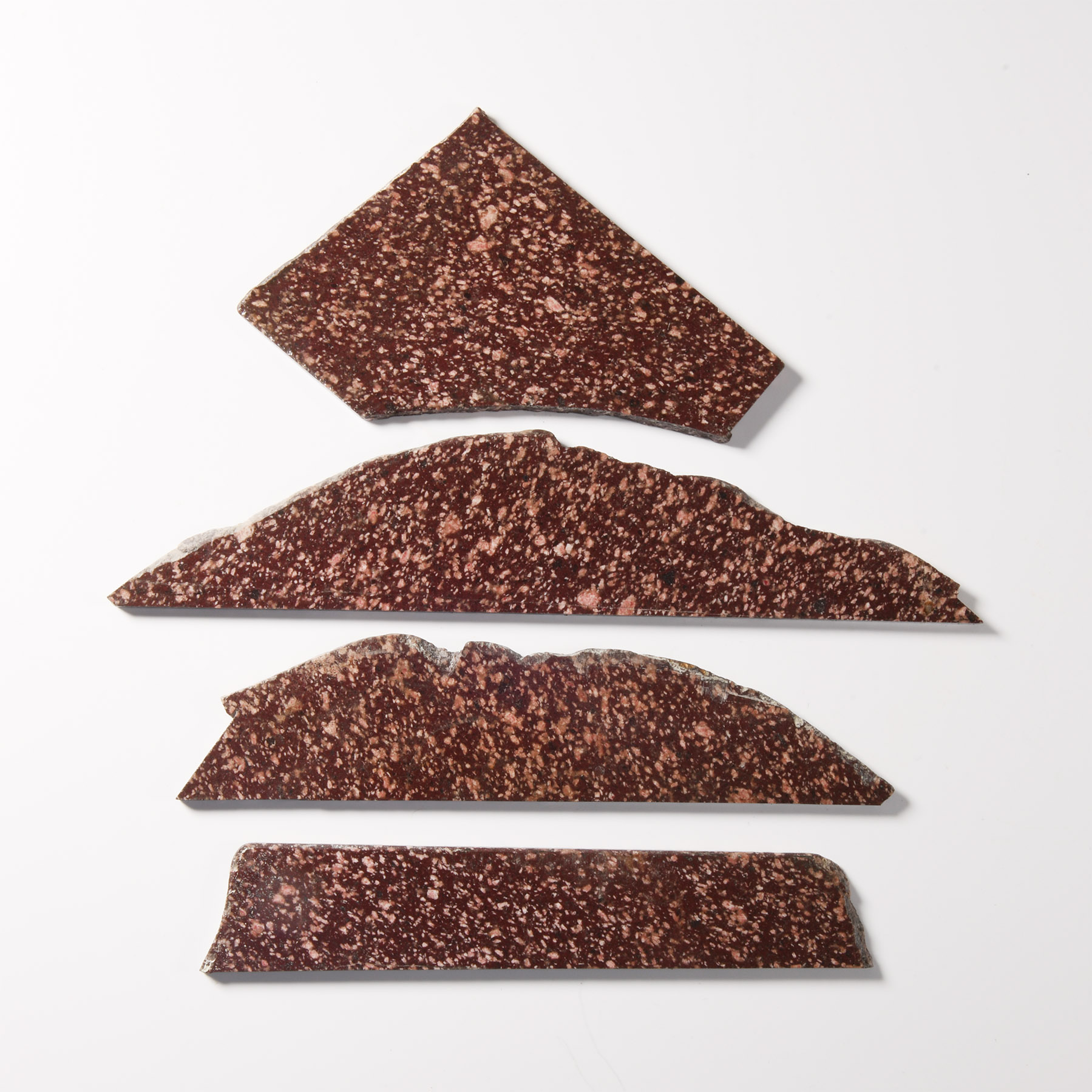Natural History - Historic Cut & Polished Roman Porphyry Slice Group [4]