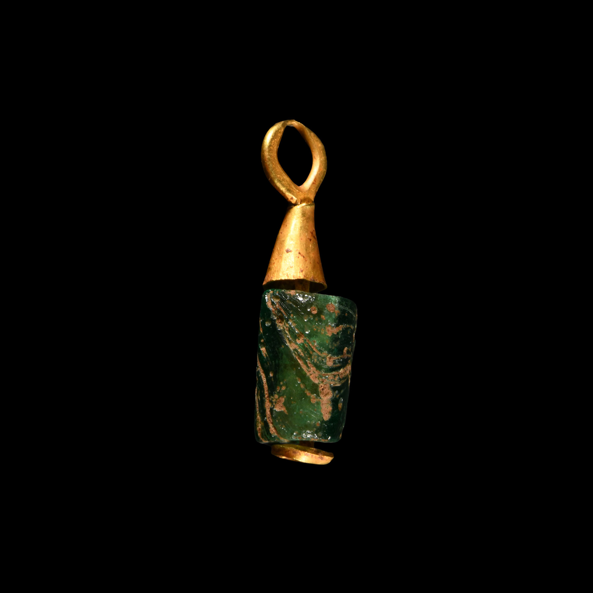 Roman Gold Pendant with Bead Drop
