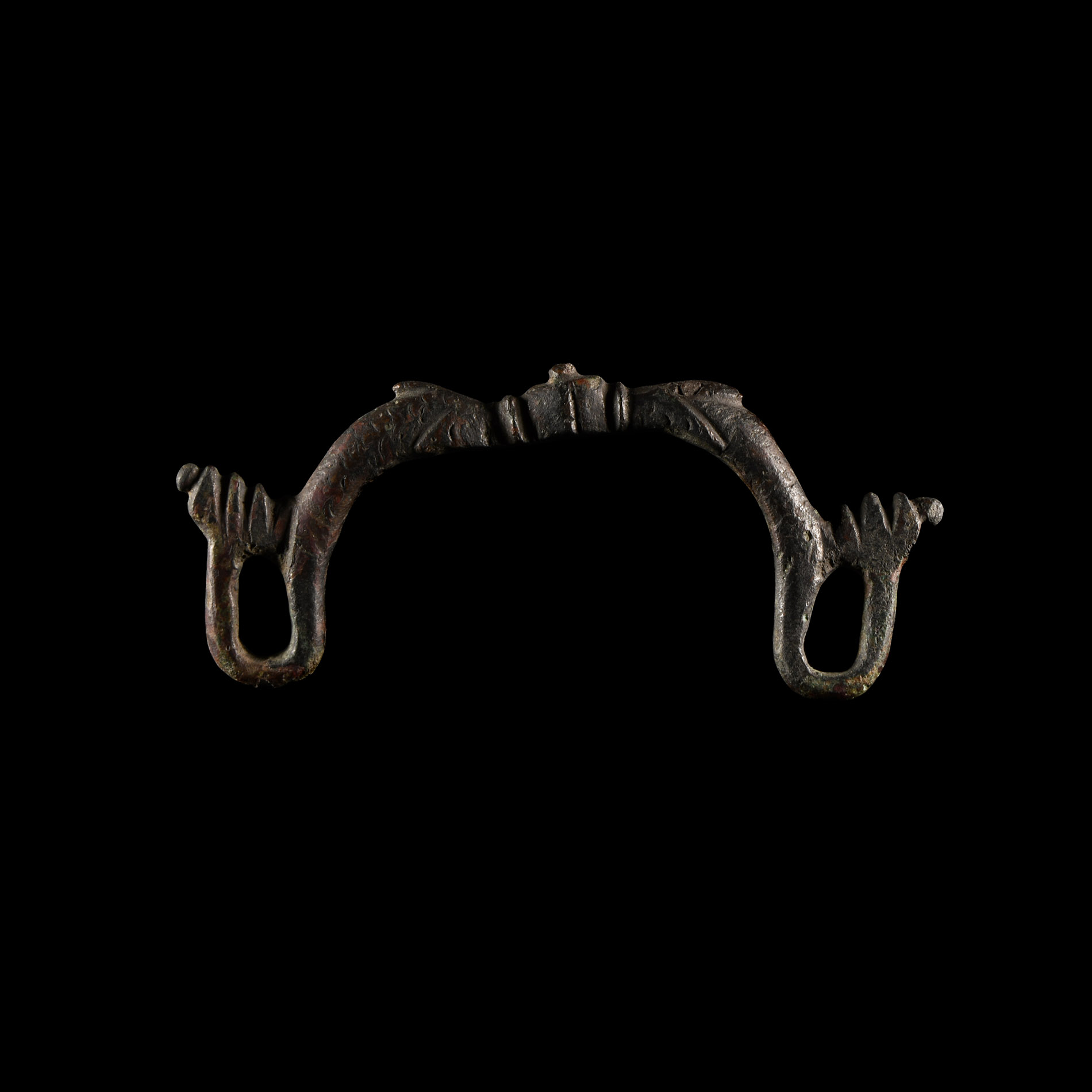 Roman Bronze Military Helmet Carry Handle with Dolphins