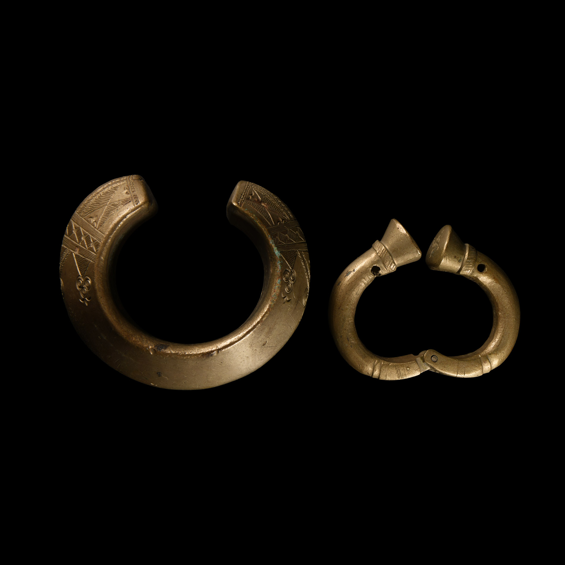 African Slave Trade Bronze Manilla Bracelet Group