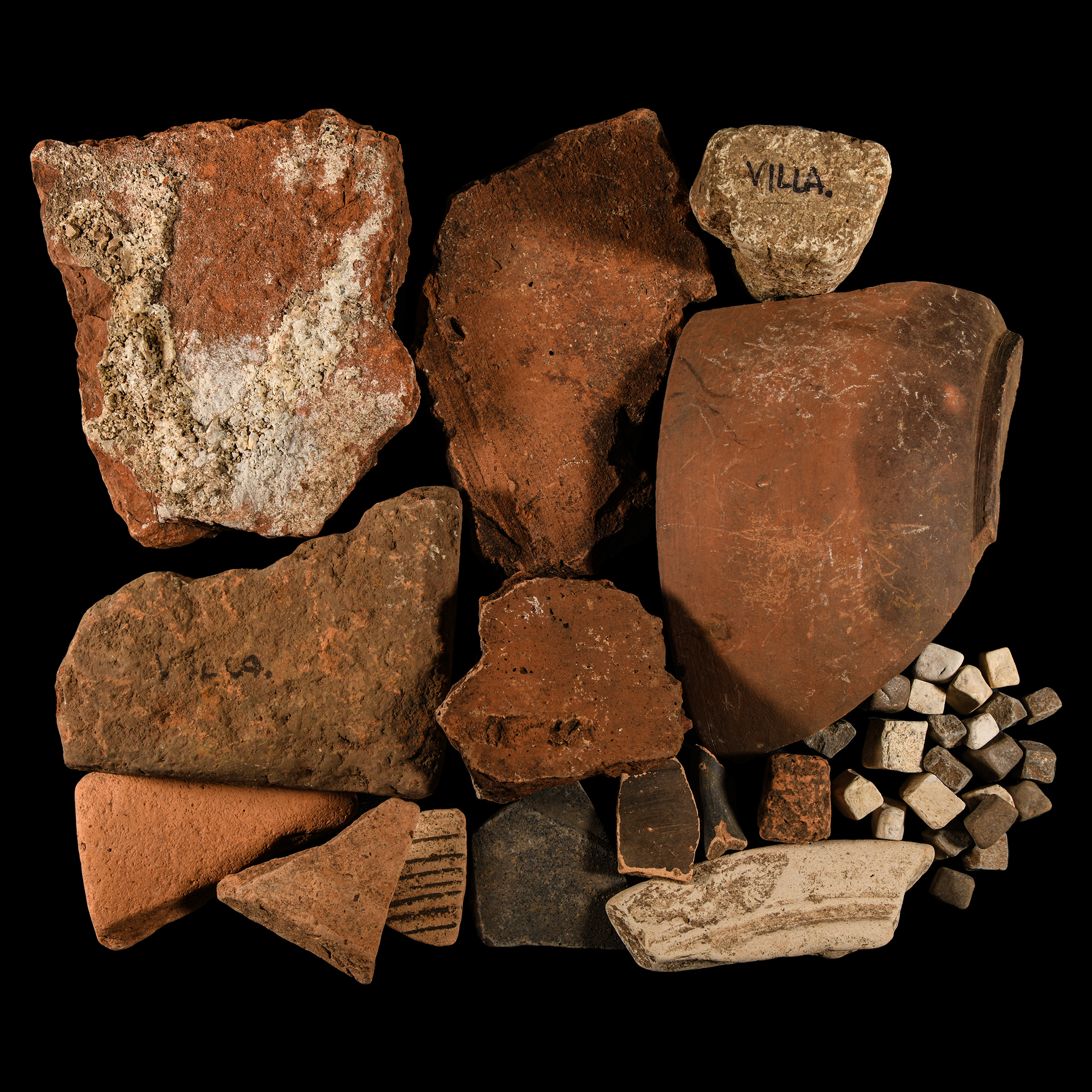 Roman 'St Albans' Pottery Sherd and Mosaic Tesserae Group