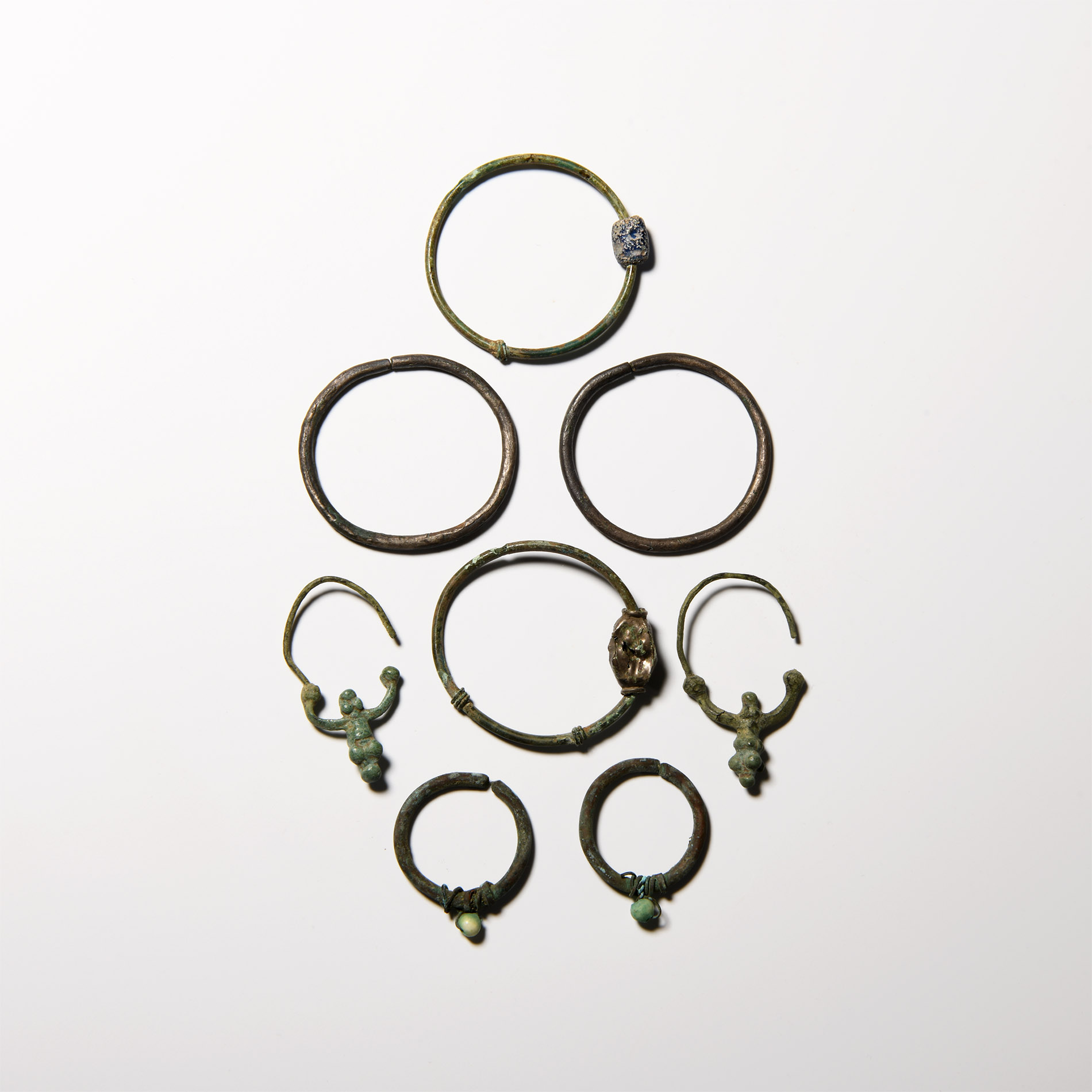 Byzantine Bronze and Silver Earring Pairs