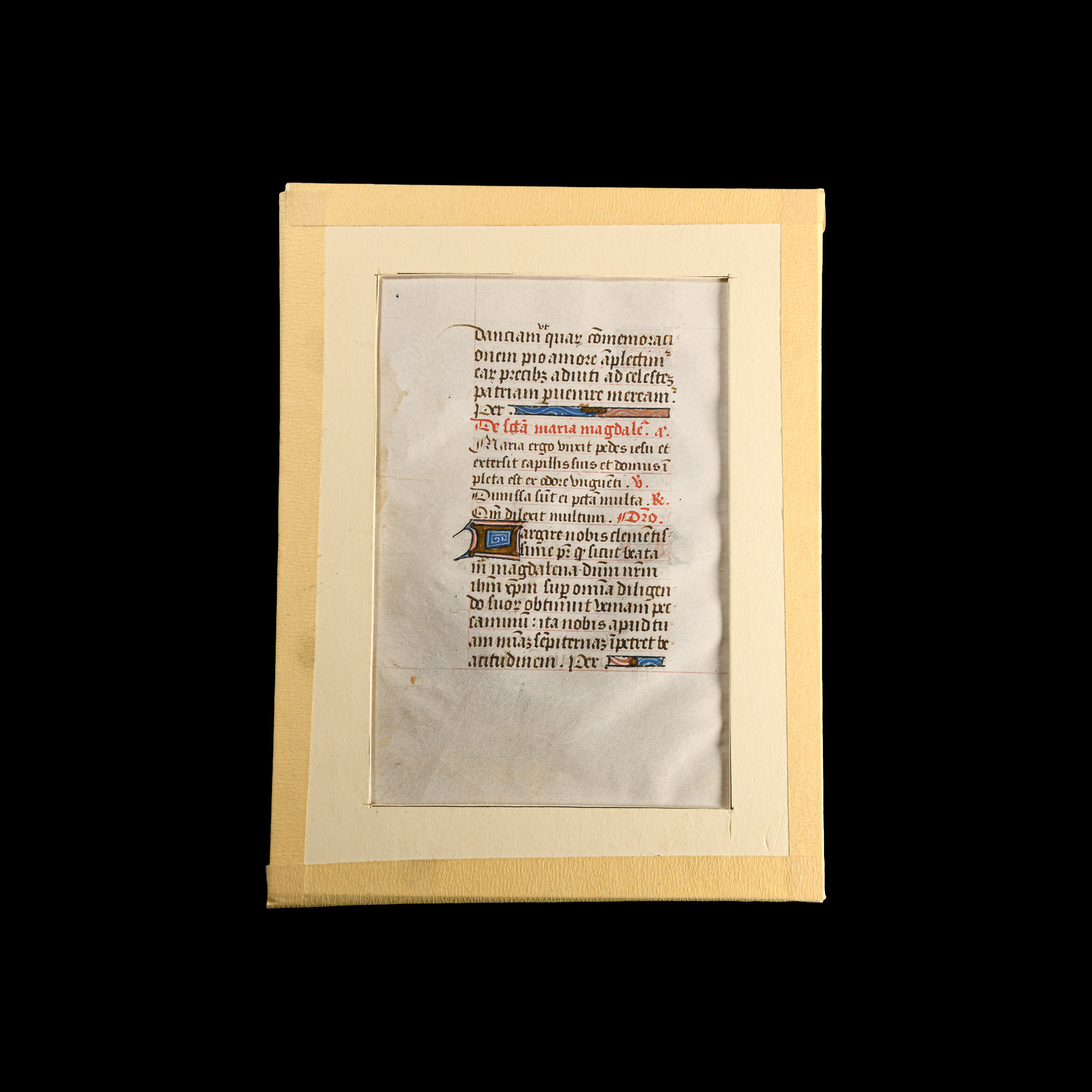 Medieval Illuminated Book of Hours Vellum Manuscript Page