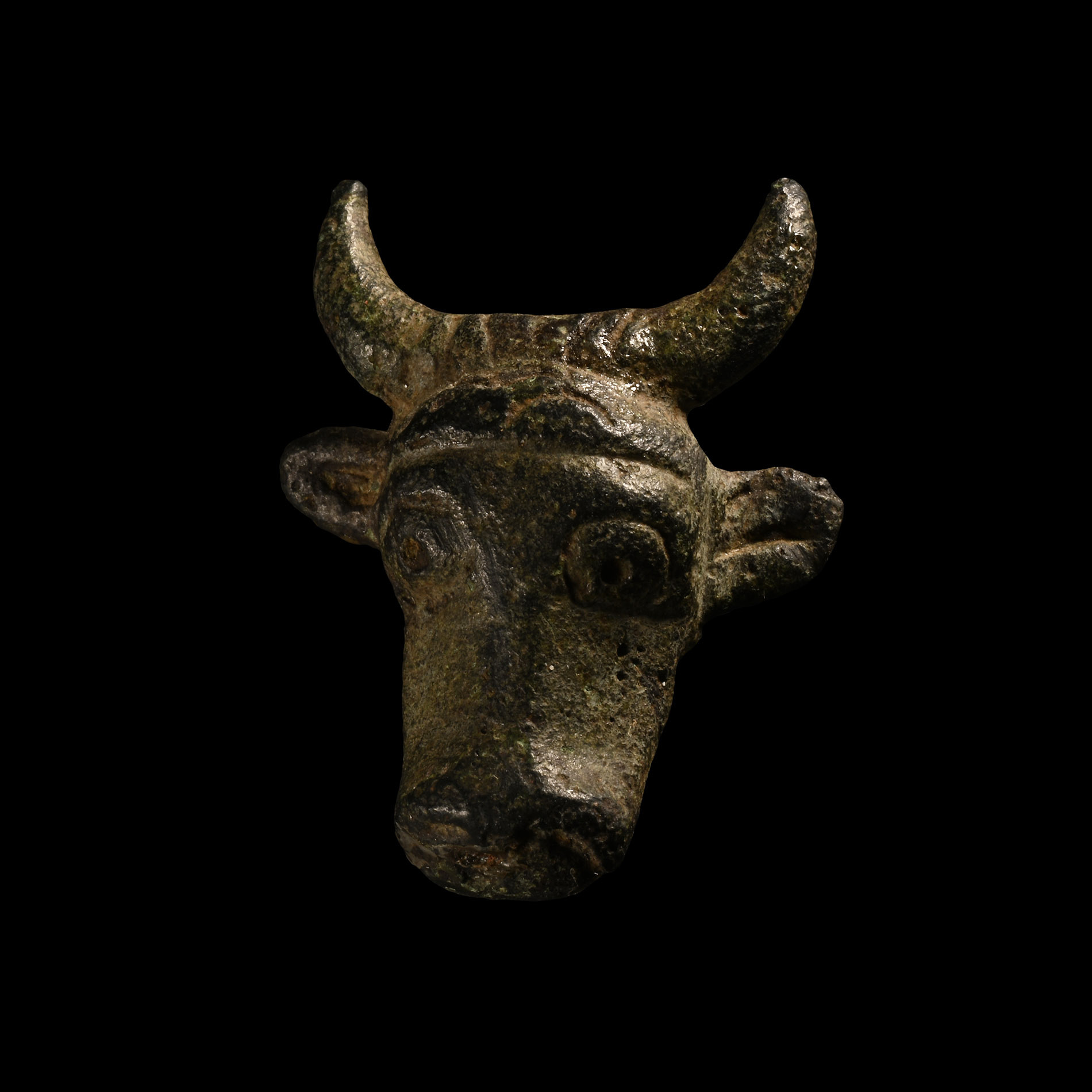Romano-British Bronze Bull's Head Bowl Mount