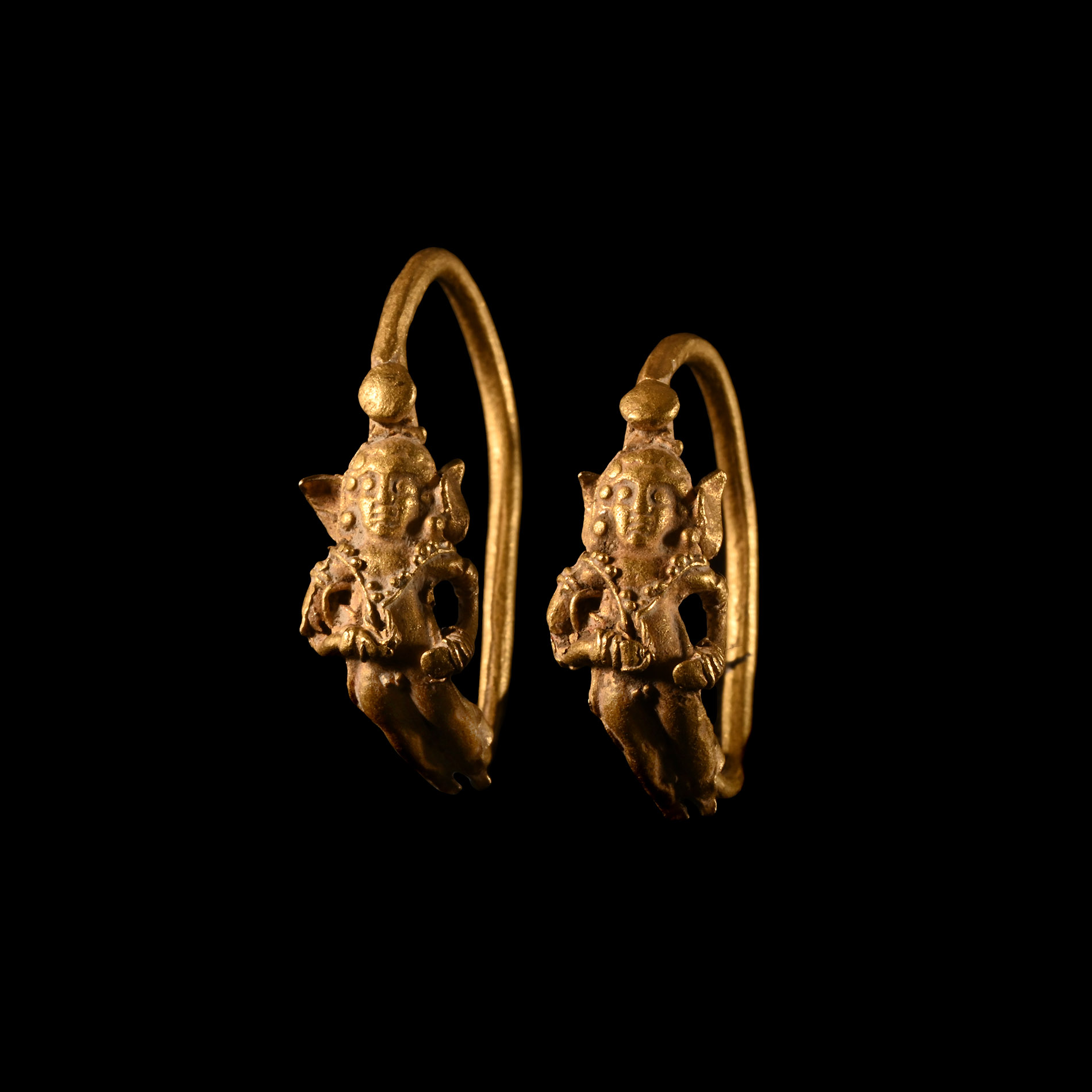 Hellenistic Gold Eros Earrings